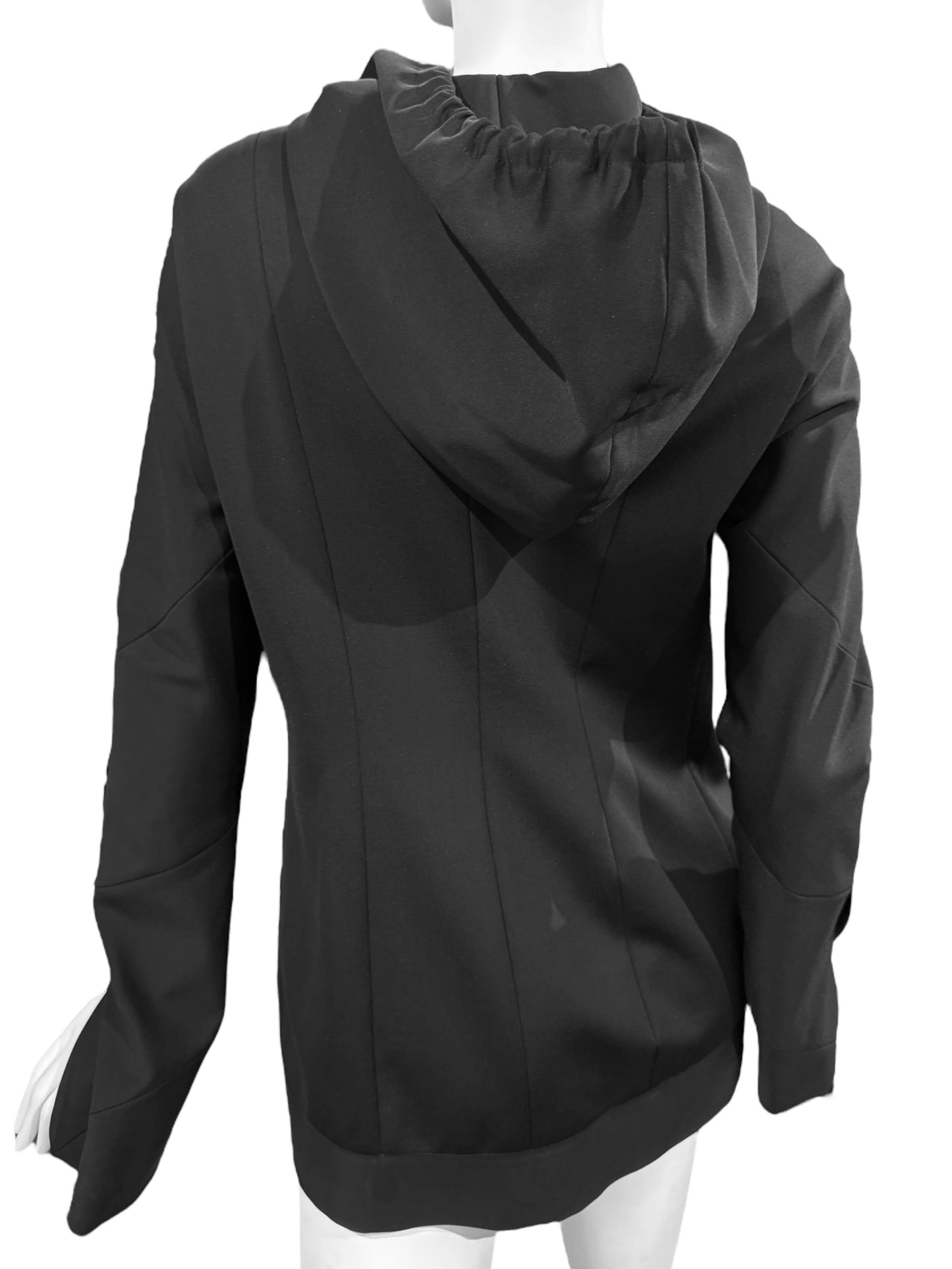 ILARIA NISTRI 2010s BLACK ASYMMETRICAL HOODED JACKET