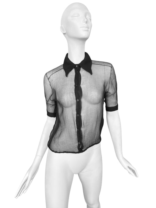 ANNA MOLINARI 2000s BLACK SILK SHIRT