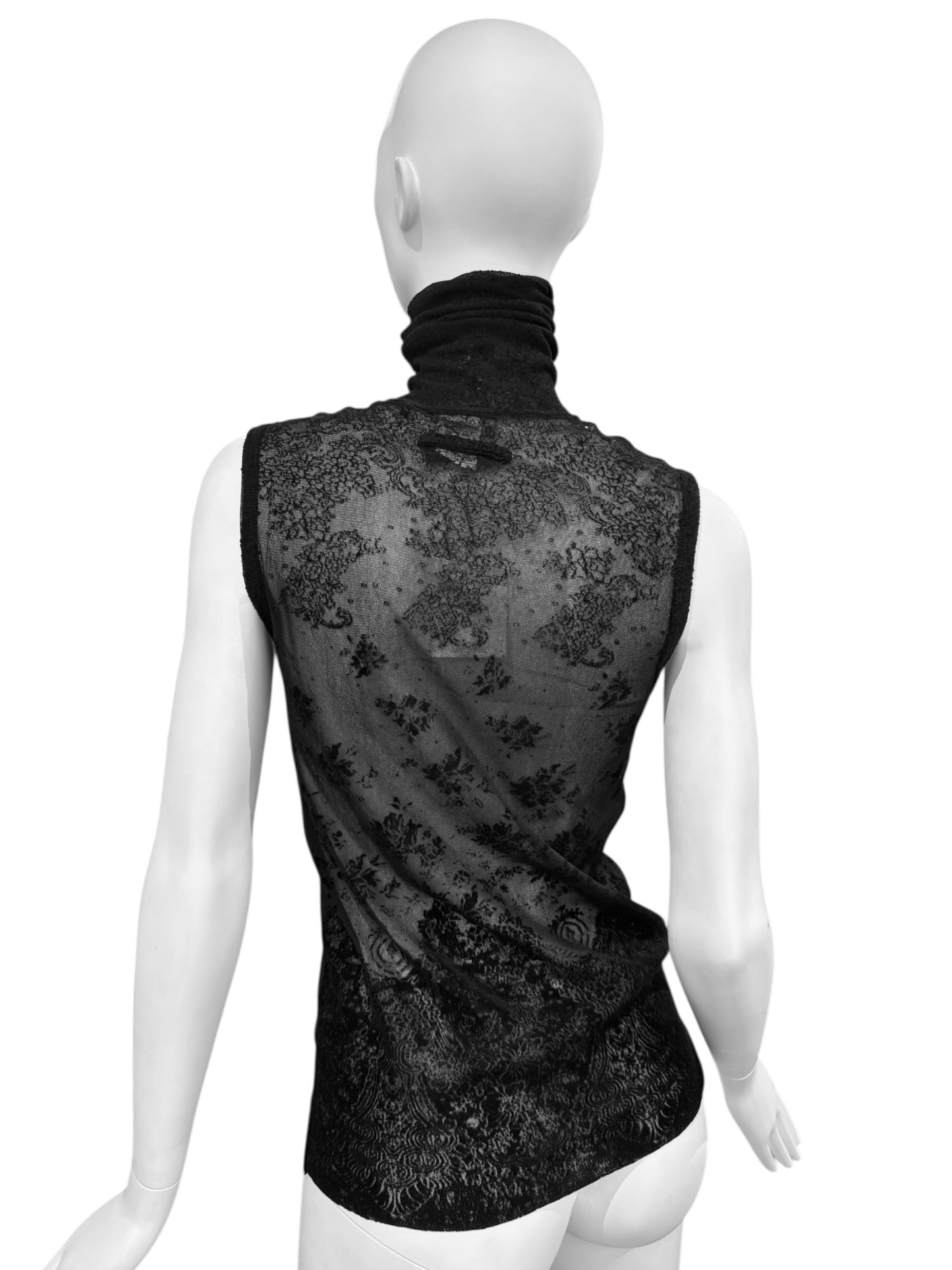 JEAN PAUL GAULTIER 2000s BLACK MESH TATTOO TANK TOP