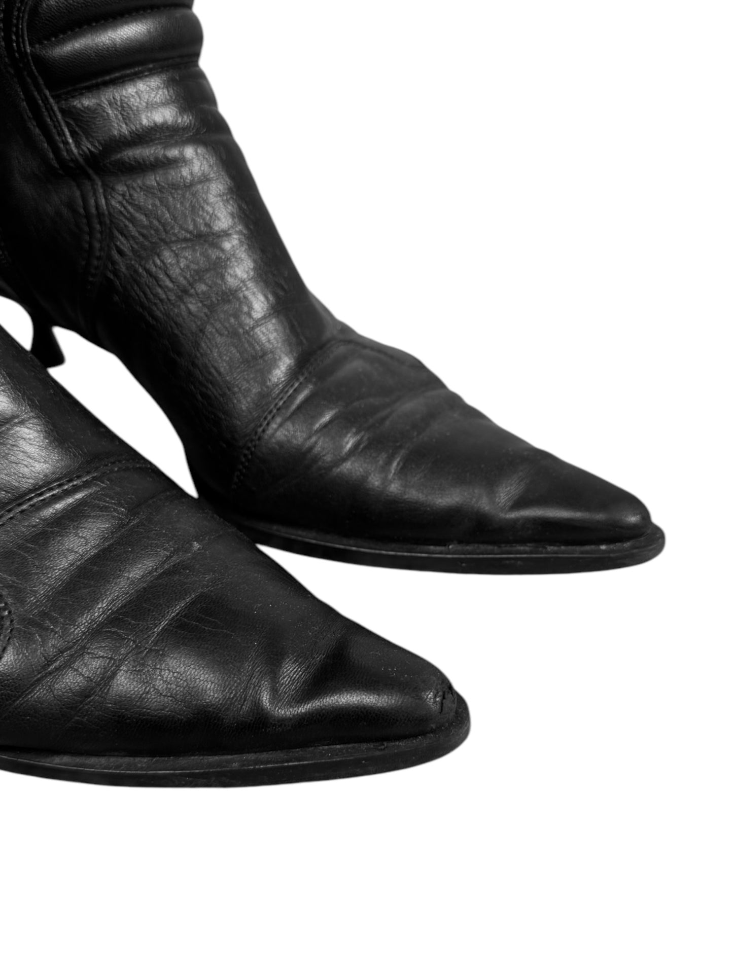 MIU MIU FW1999 BLACK LEATHER BIKER BOOTS