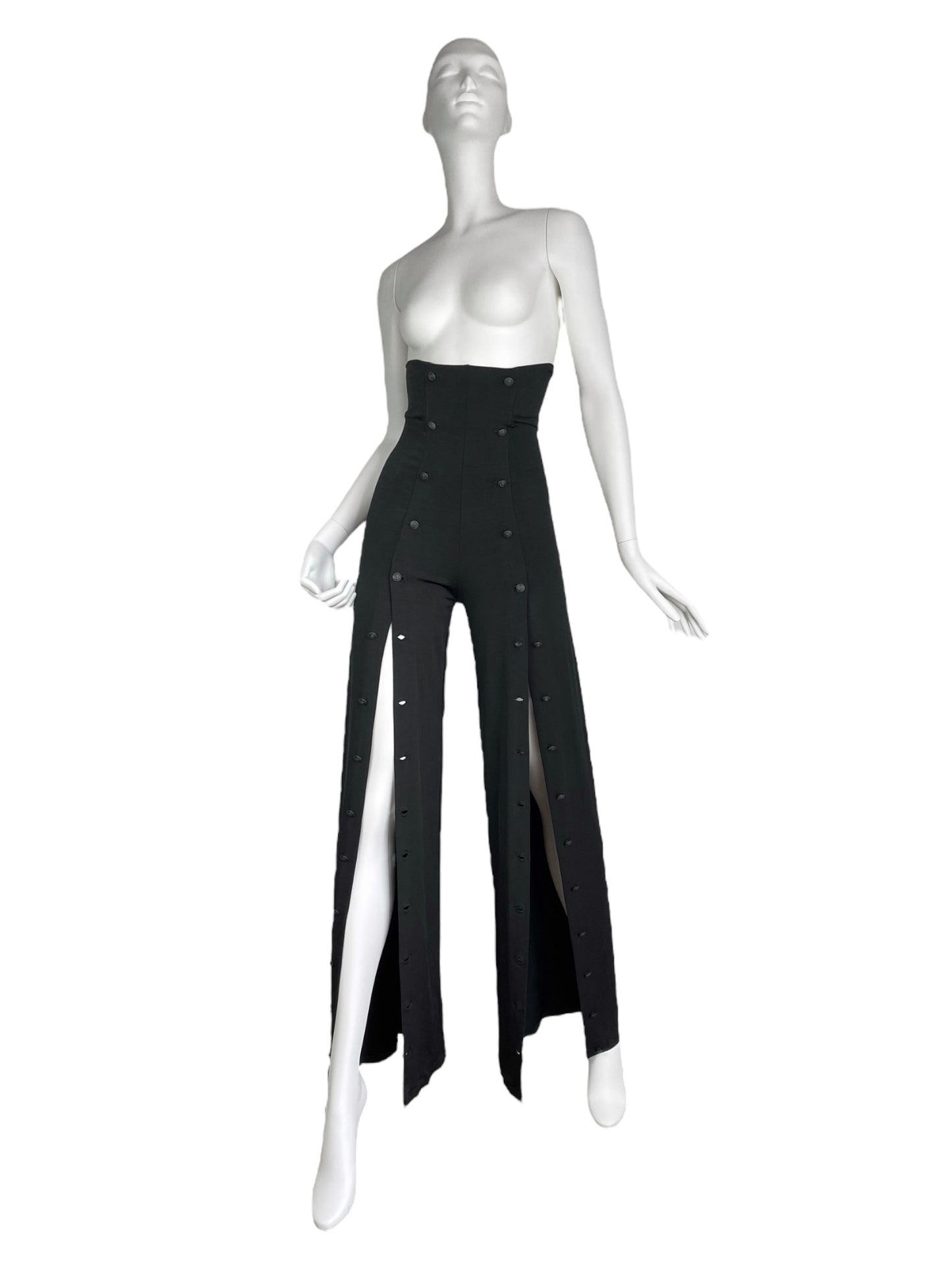 PLEIN SUD SS1990 BLACK HIGH WAISTED BUTTONS PANTS