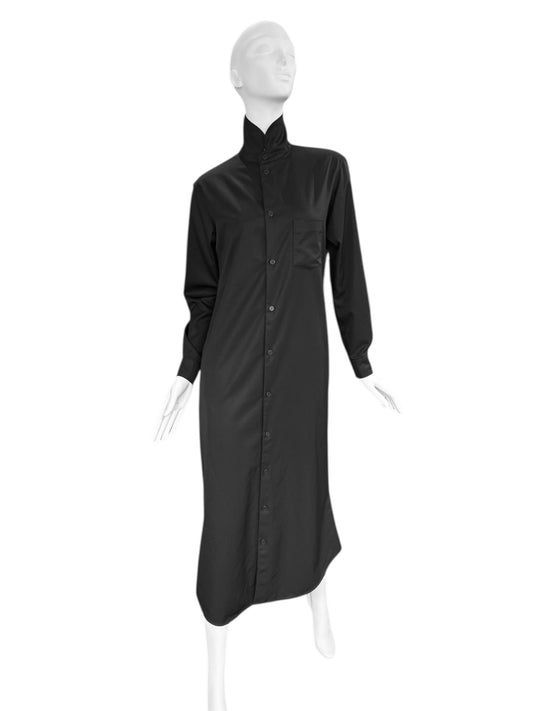 Y’S YOHJI YAMAMOTO 2010s BLACK HIGH COLLAR MAXI DRESS/COAT