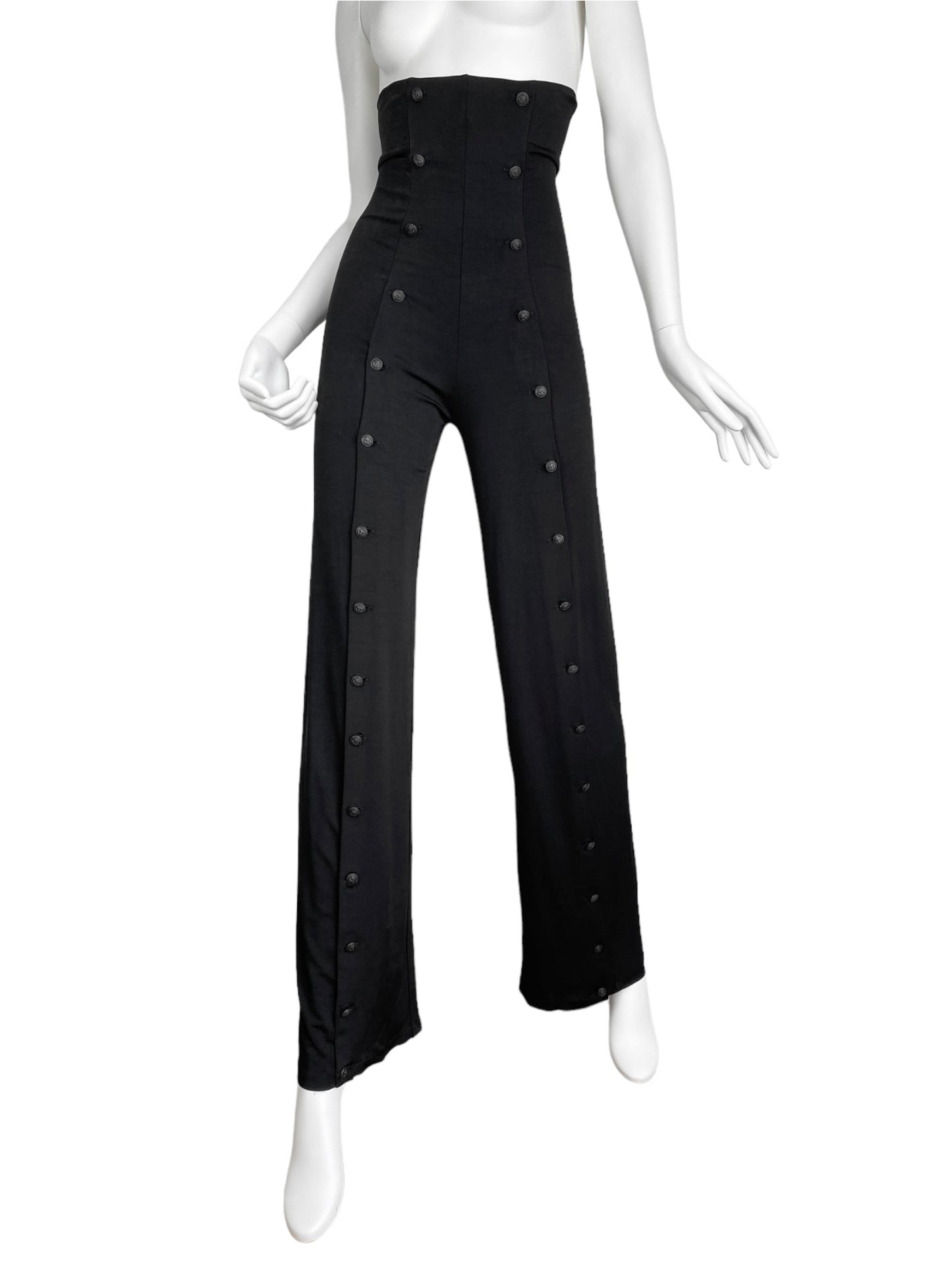 PLEIN SUD SS1990 BLACK HIGH WAISTED BUTTONS PANTS