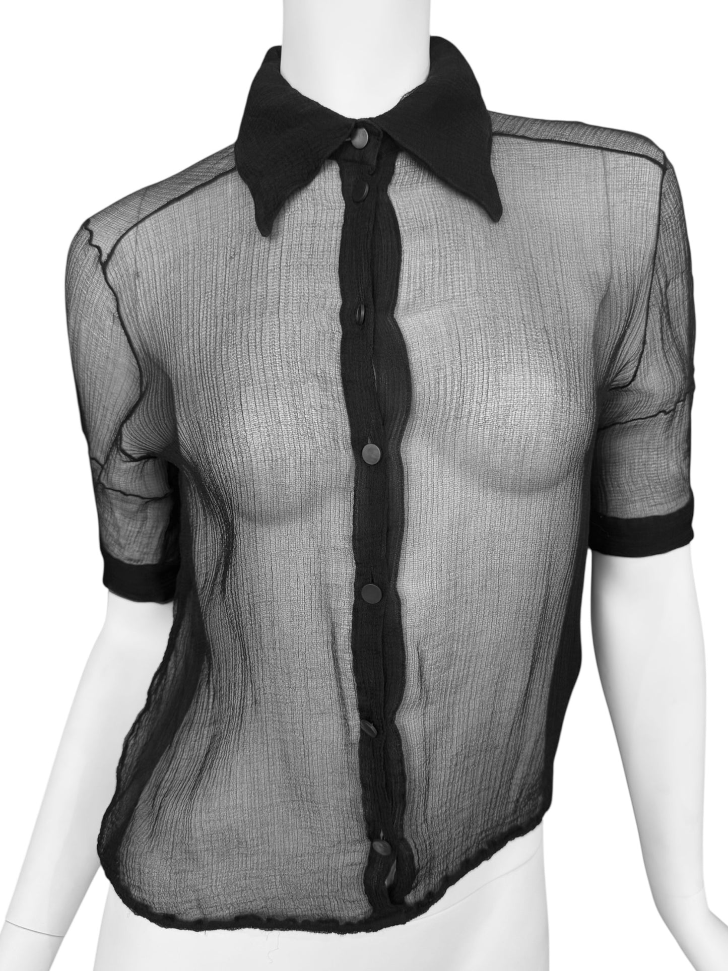 ANNA MOLINARI 2000s BLACK SILK SHIRT