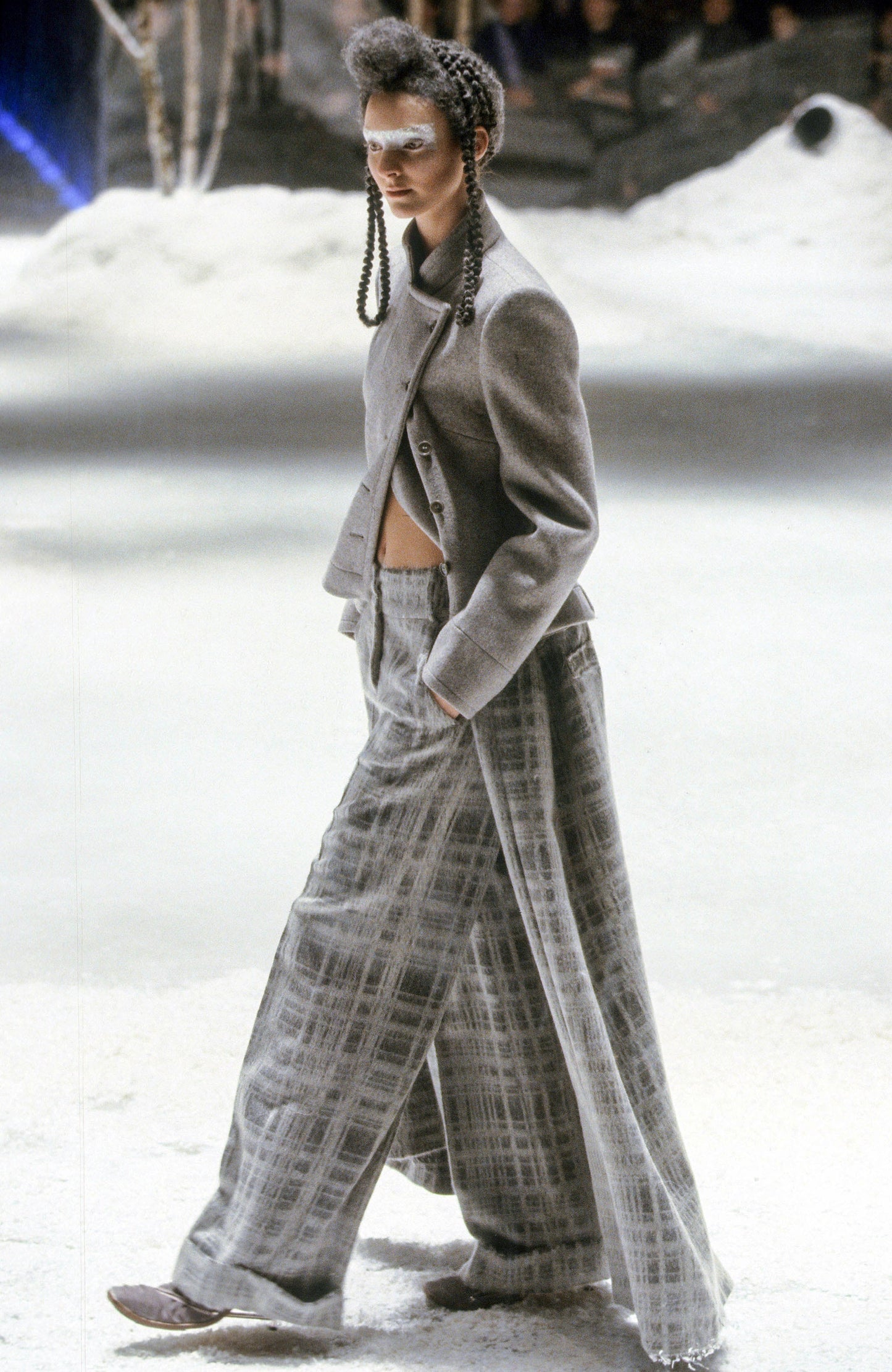 ALEXANDER MCQUEEN FW1999 «THE OVERLOOK» DARK GREY WOOL ASYMMETRICAL MAXI COAT
