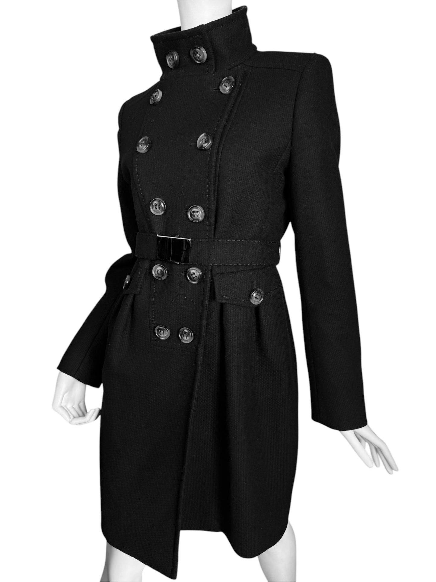 SPORTMAX 2010s BLACK DOUBLE BREASTED OFFICER COAT