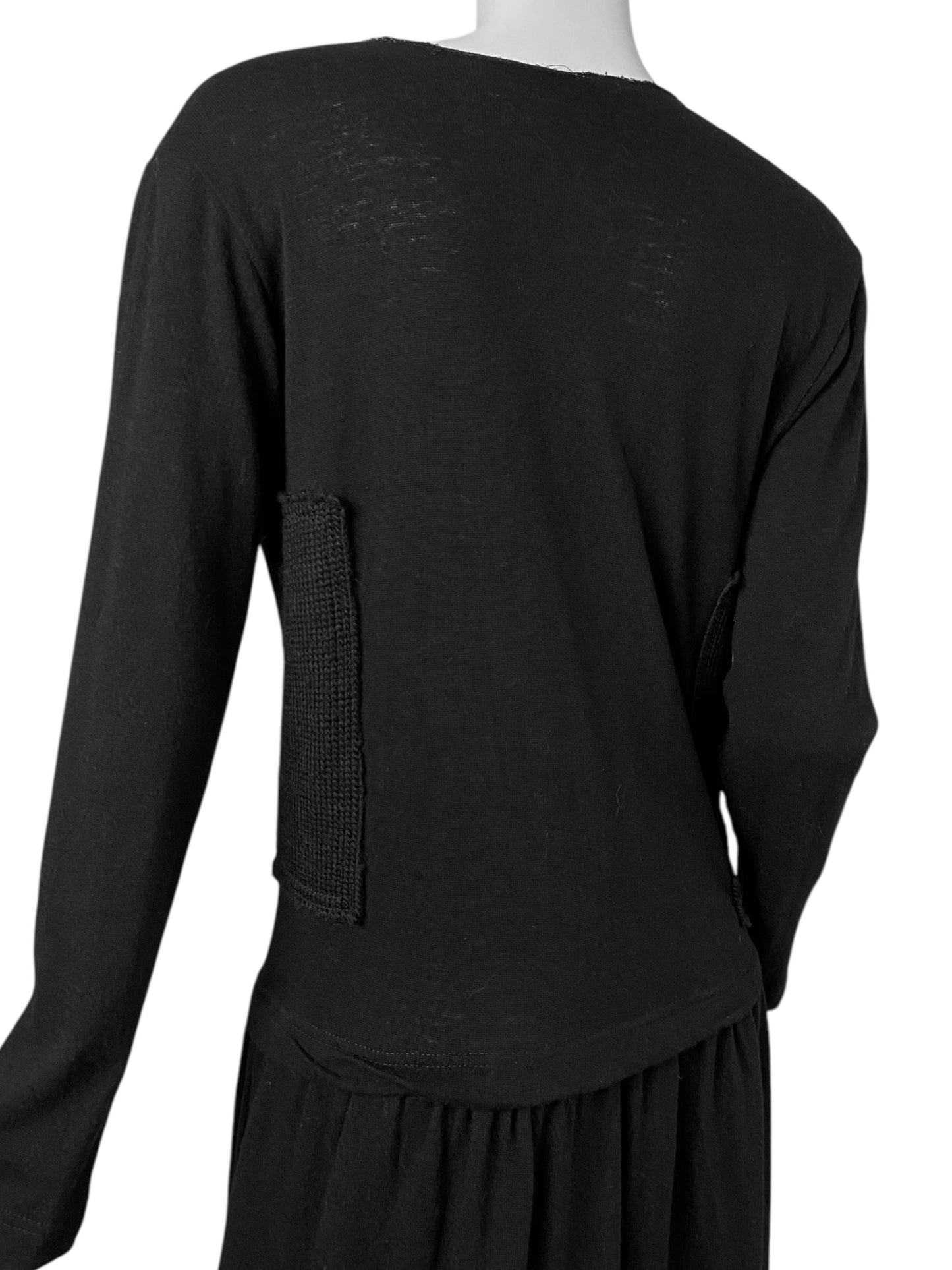 COMME DES GARÇONS FW2014 BLACK WOOL KNITTED TROMPE-L’ŒIL VEST MAXI DRESS