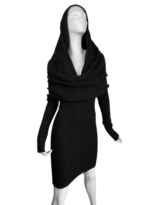 PLEIN SUD JEANIUS 2000s BLACK WOOL MULTI-WAY MINI DRESS