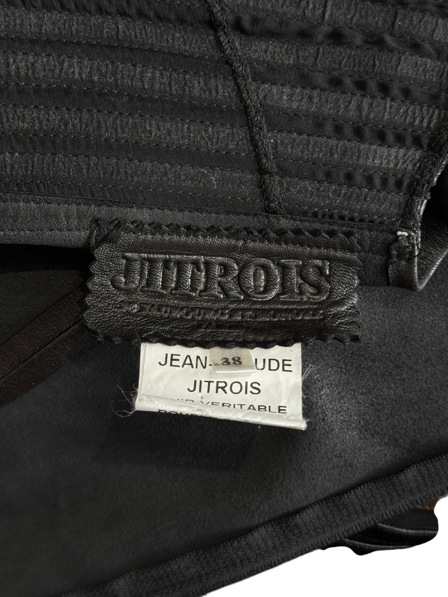 JITROIS 2000s BROWN LEATHER STRIP TANK TOP