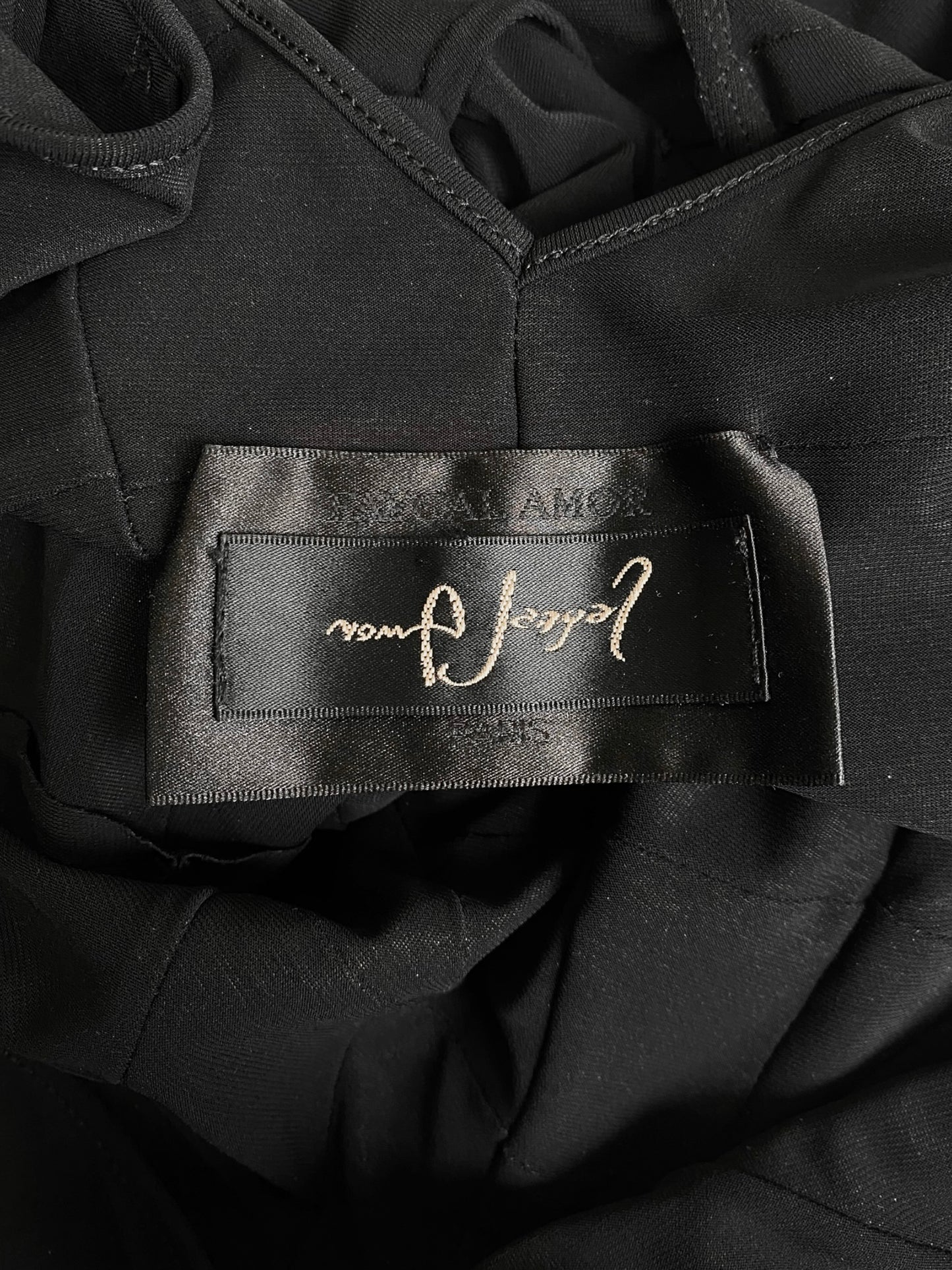 FAYÇAL AMOR SS2004 BLACK ASYMMETRICAL NECKLINE DARTED DRESS