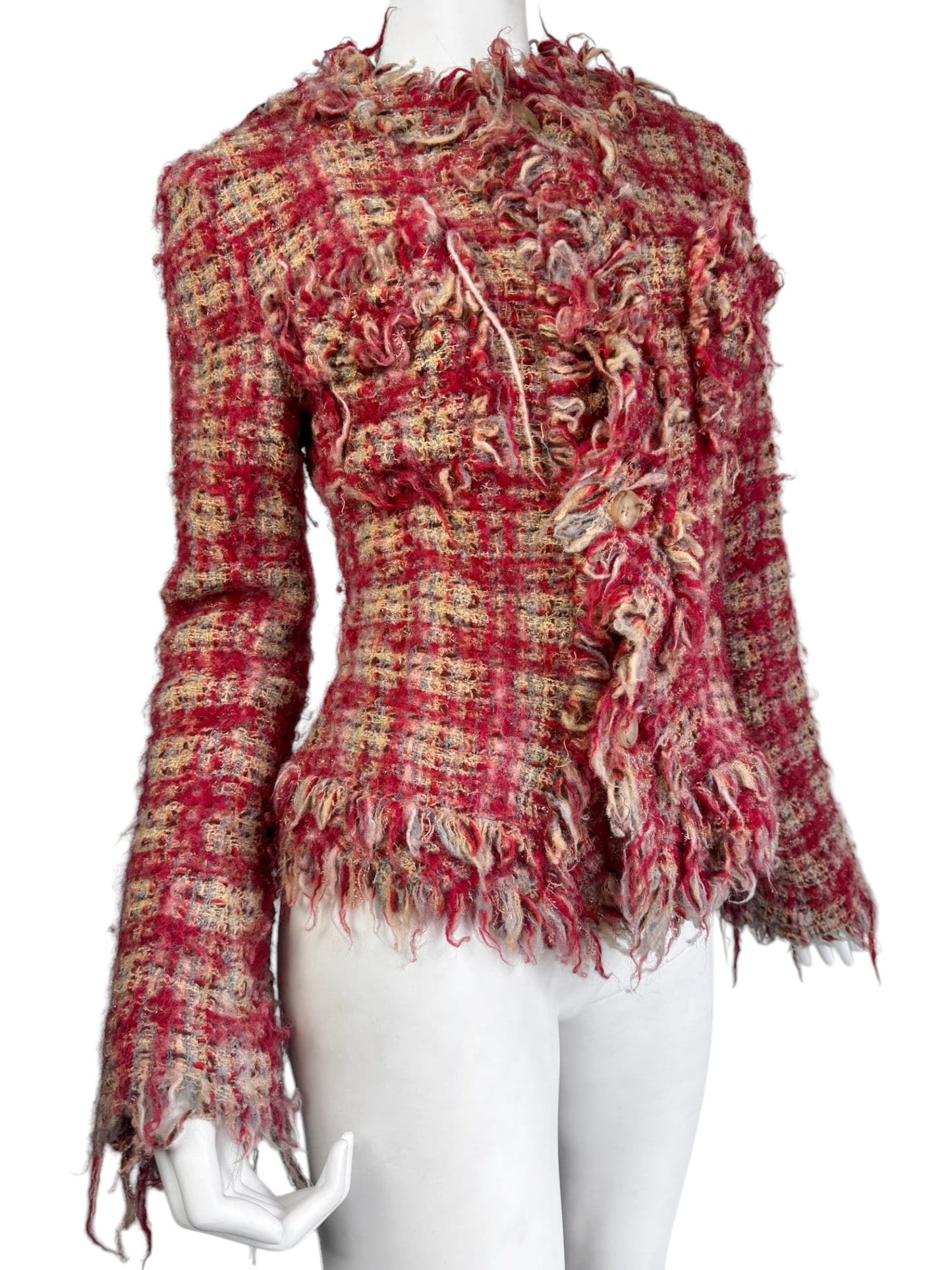 JUNYA WATANABE FW2003 RED DISTRESS TWEED JACKET