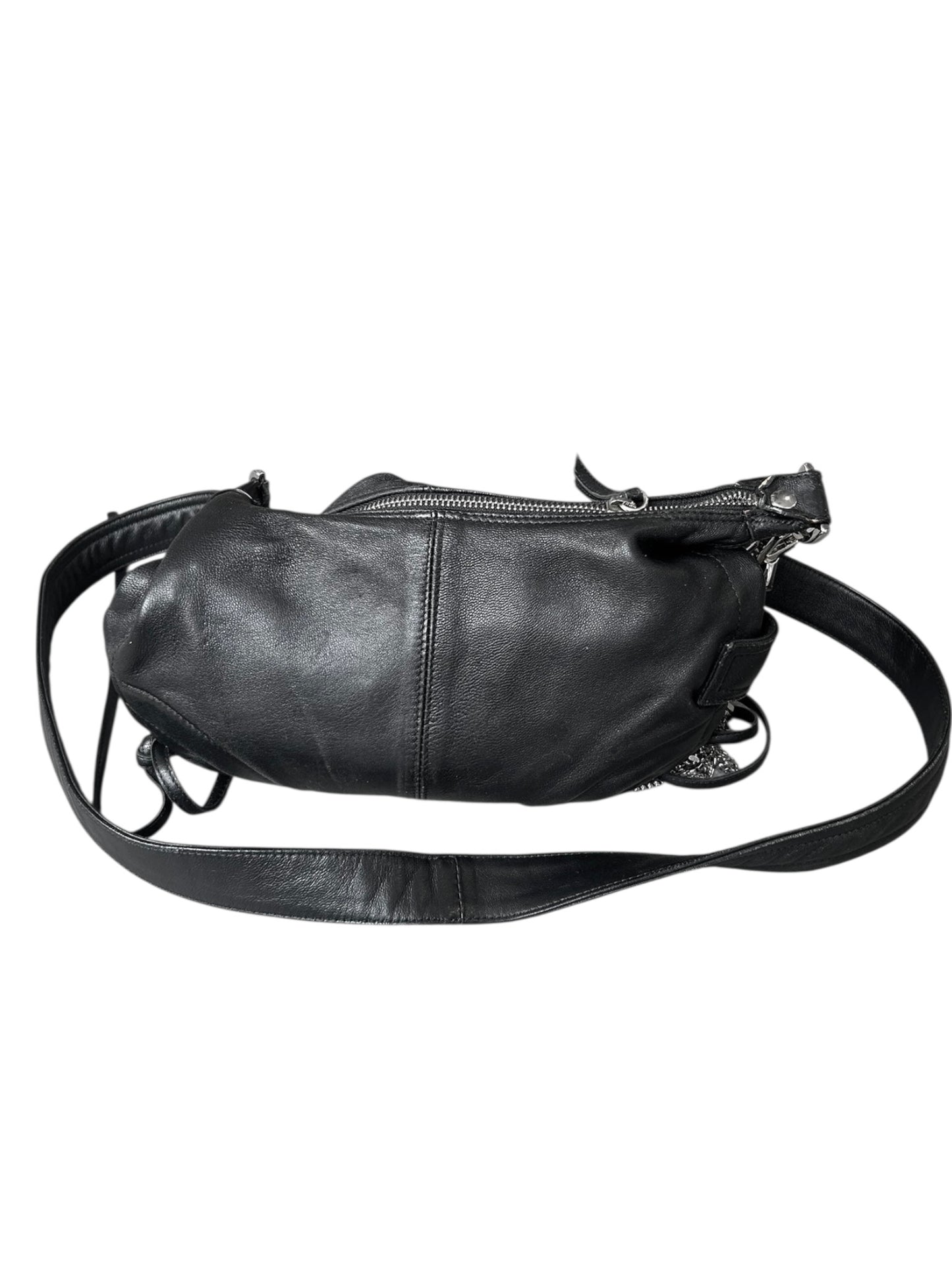 SONIA RYKIEL 2000s BLACK LEATHER CHAINS EMBELLISHED BAG