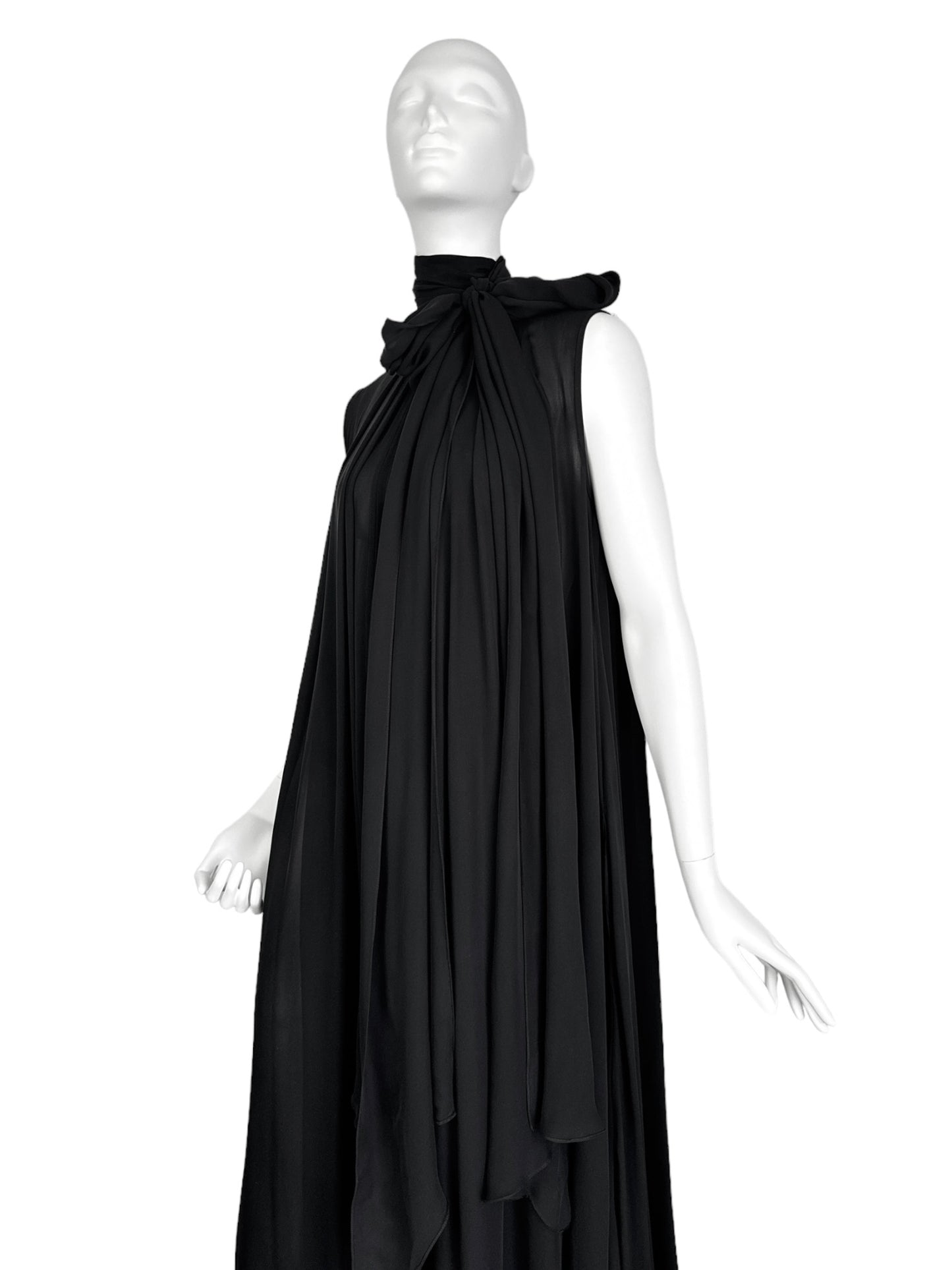 PLEIN SUD PRE-FALL 2014 BLACK SILK DRAPED MAXI DRESS