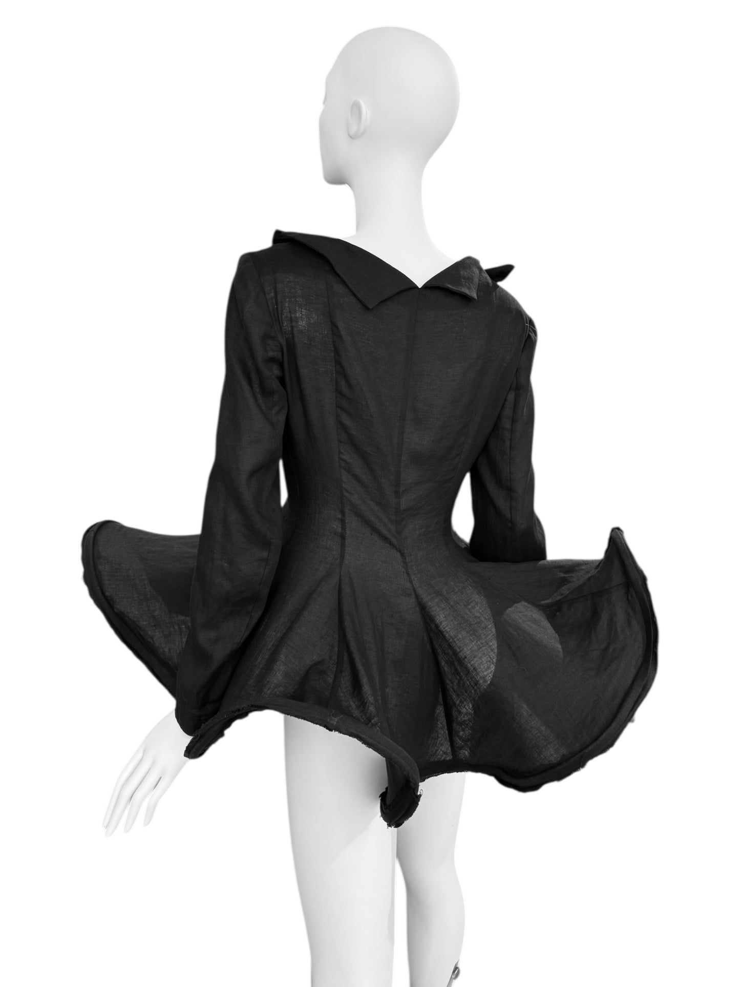 YOHJI YAMAMOTO SS2020 BLACK LINEN SCULPTURAL JACKET