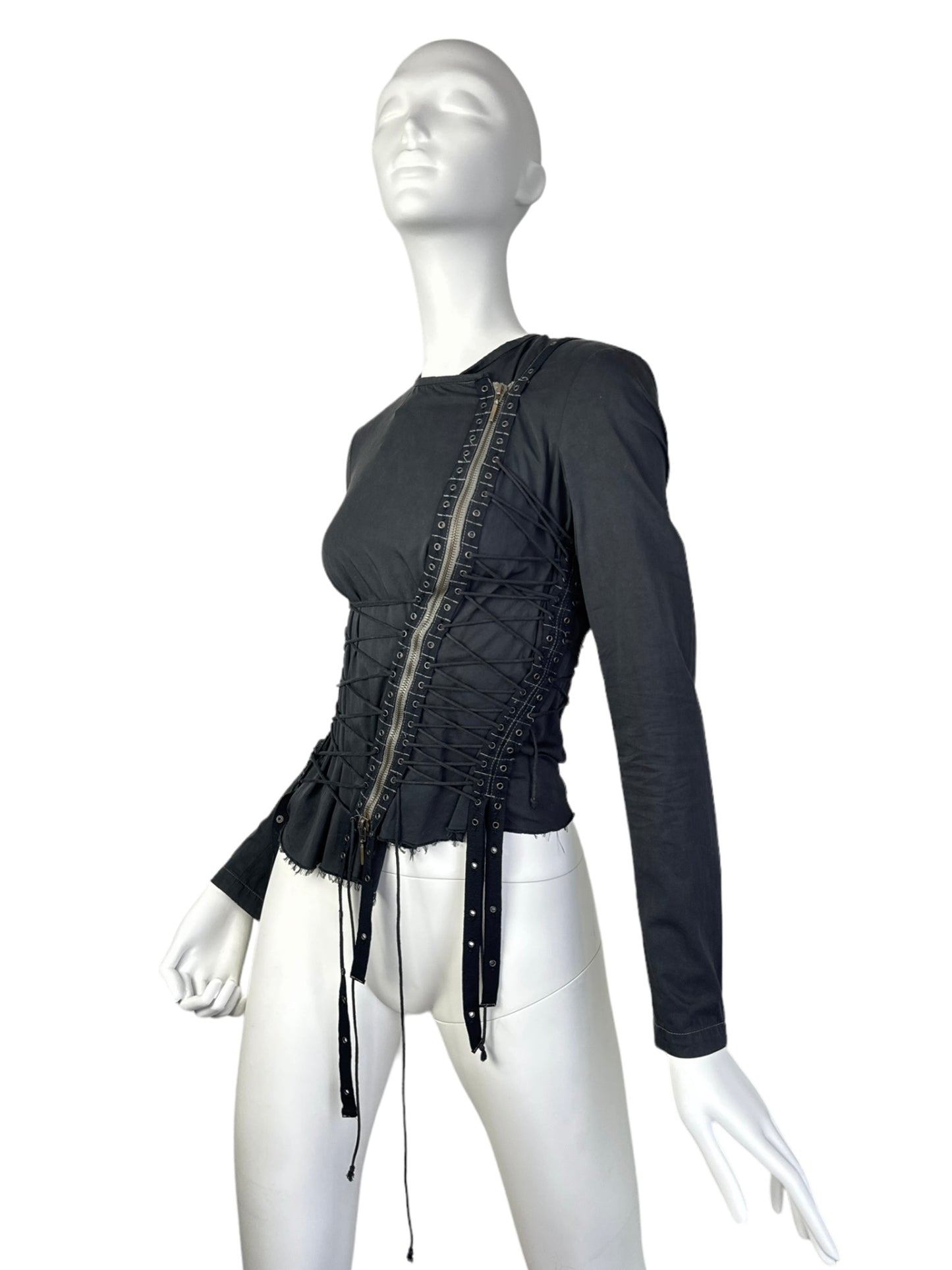 PLEIN SUD SS2003 BLACK LACE-UP BONDAGE JACKET