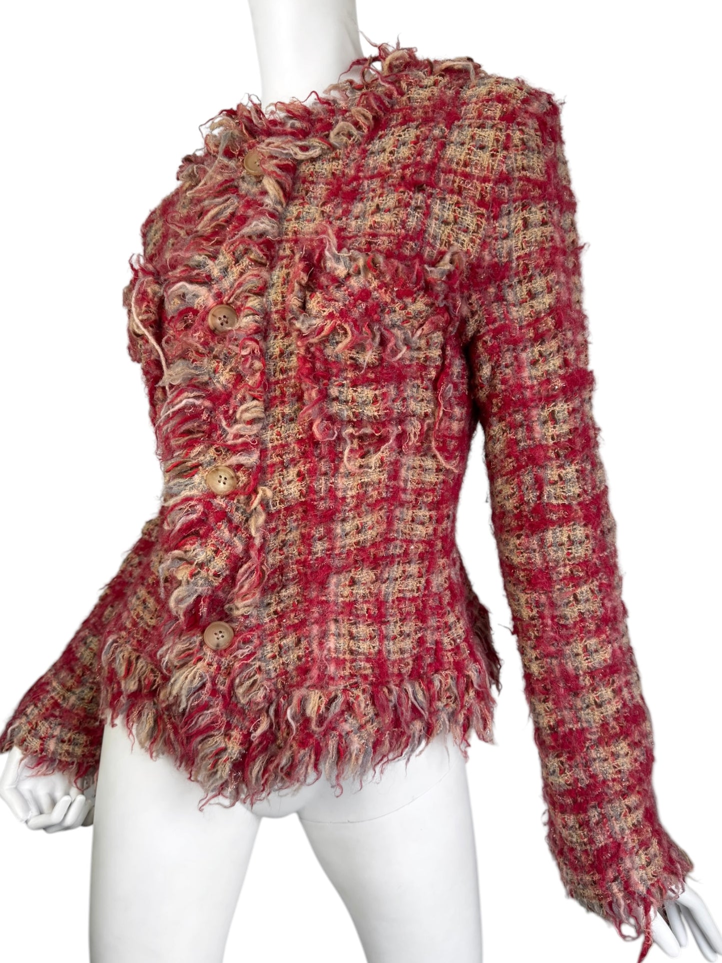 JUNYA WATANABE FW2003 RED DISTRESS TWEED JACKET