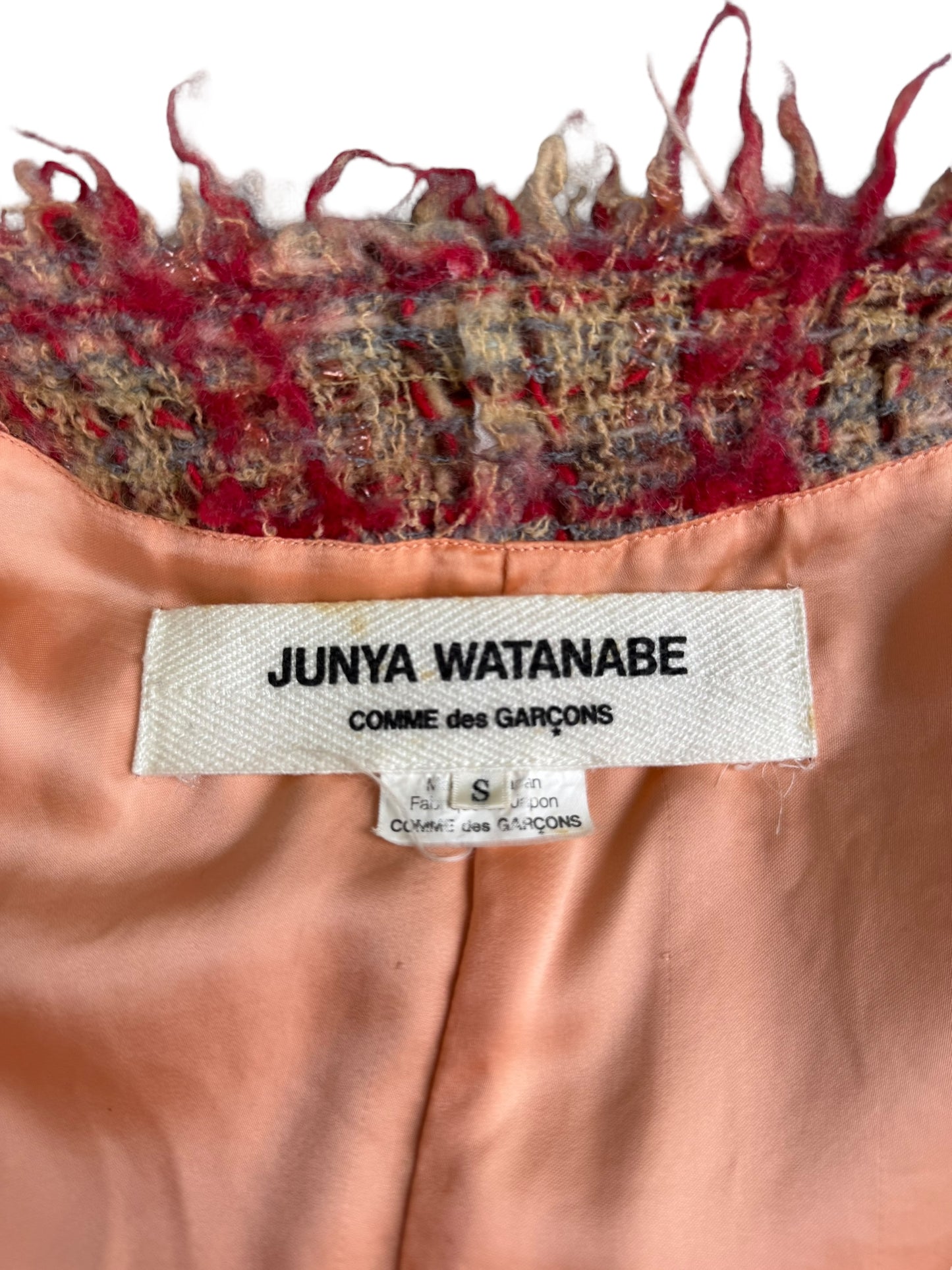 JUNYA WATANABE FW2003 RED DISTRESS TWEED JACKET