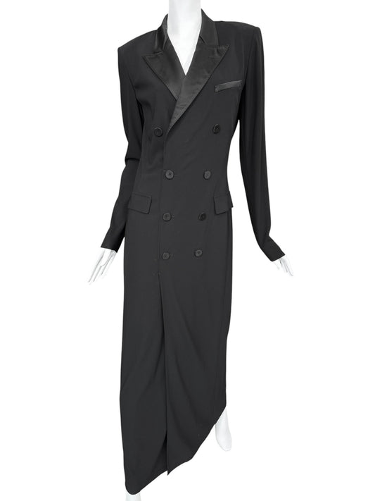 JEAN PAUL GAULTIER 2000s BLACK WOOL DOUBLE BREASTED MAXI DRESS