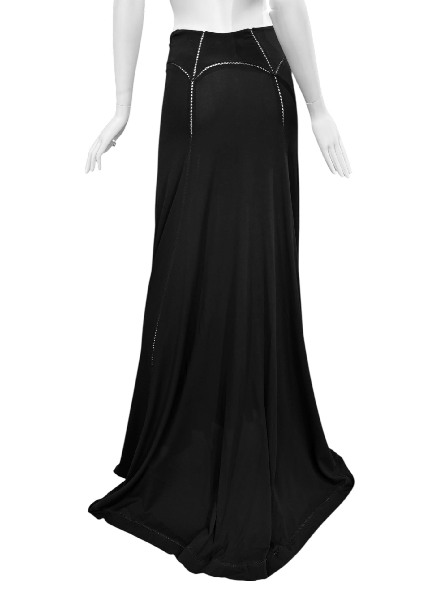 FAYÇAL AMOR SS1993 BLACK PICOT STITCHING MAXI SKIRT