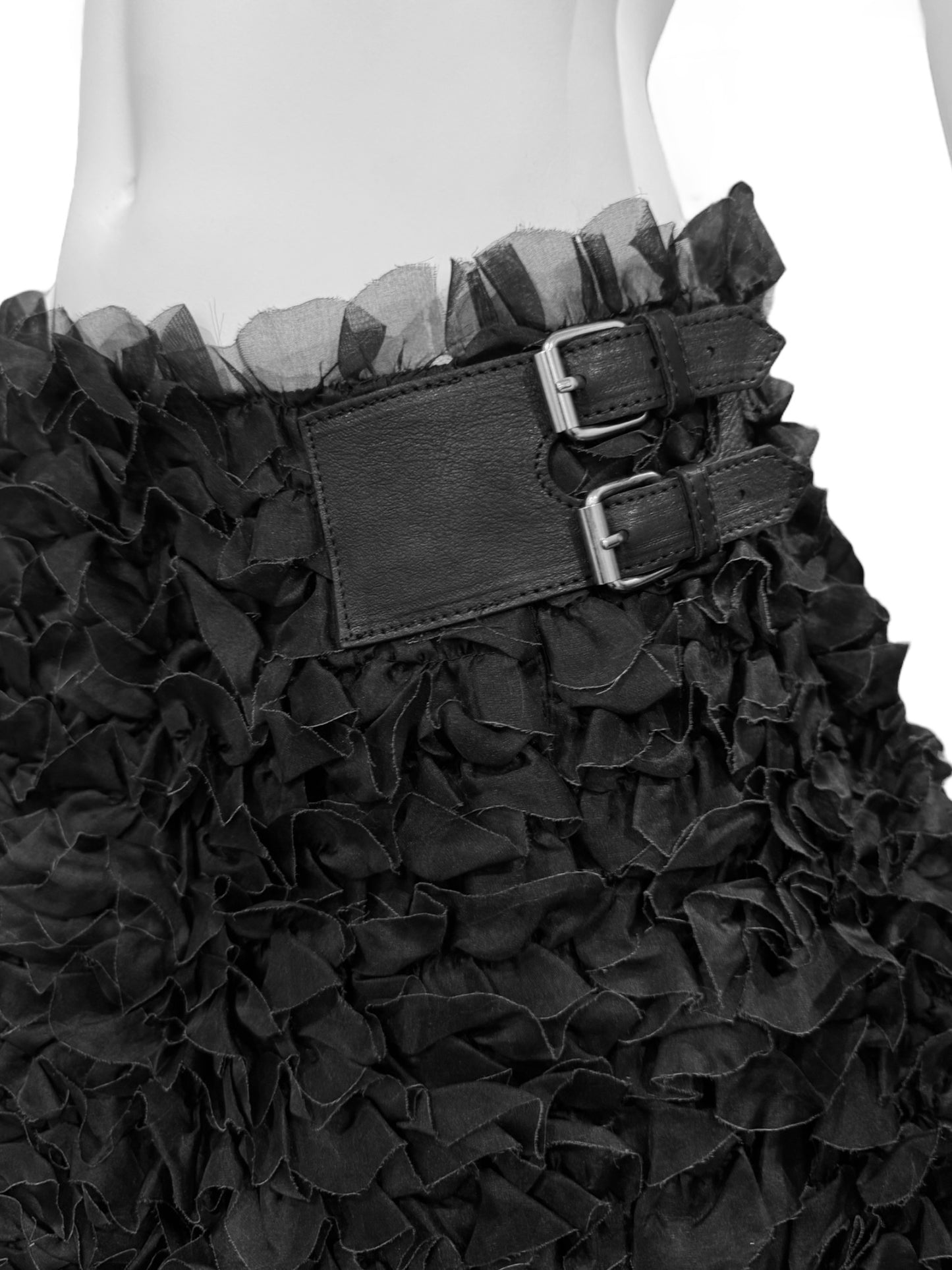 EMPORIO ARMANI SS2008 BLACK SILK RUFFLES MINI SKIRT