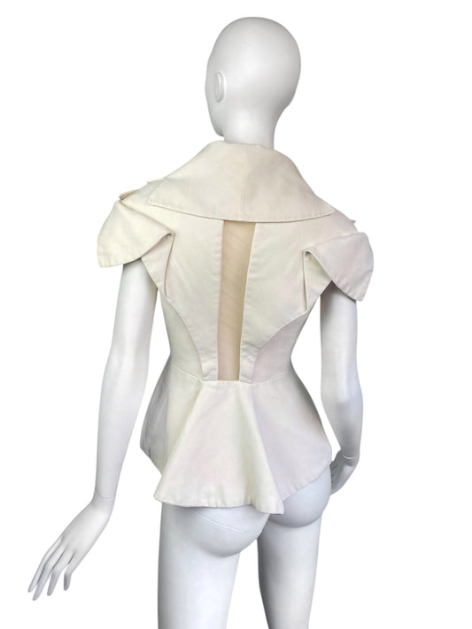 ALEXANDER MCQUEEN SS1999 «NO. 13» CREAM SILK SCULPTED BLAZER