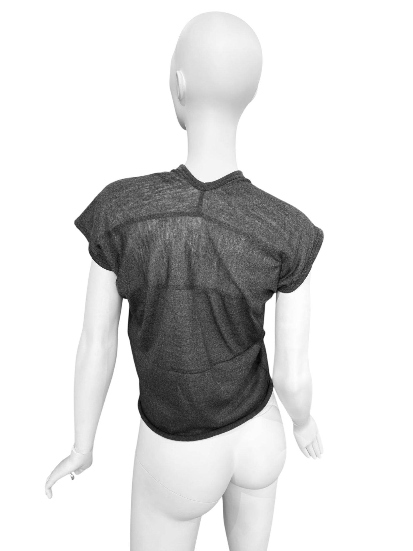 COMME DES GARÇONS 2000s GREY WOOL ASYMMETRICAL DECONSTRUCTED TOP