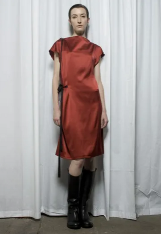 A.F. VANDEVORST RESORT 2010 BLACK SILK WRAP MIDI DRESS