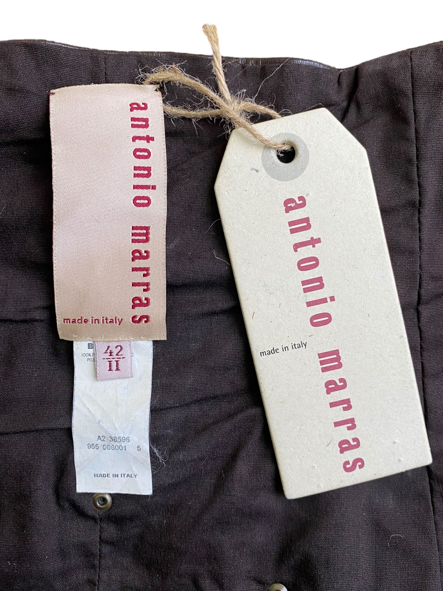 ANTONIO MARRAS FW2002 BROWN LEATHER & METAL EMBELLISHED ARTISANAL CORSET