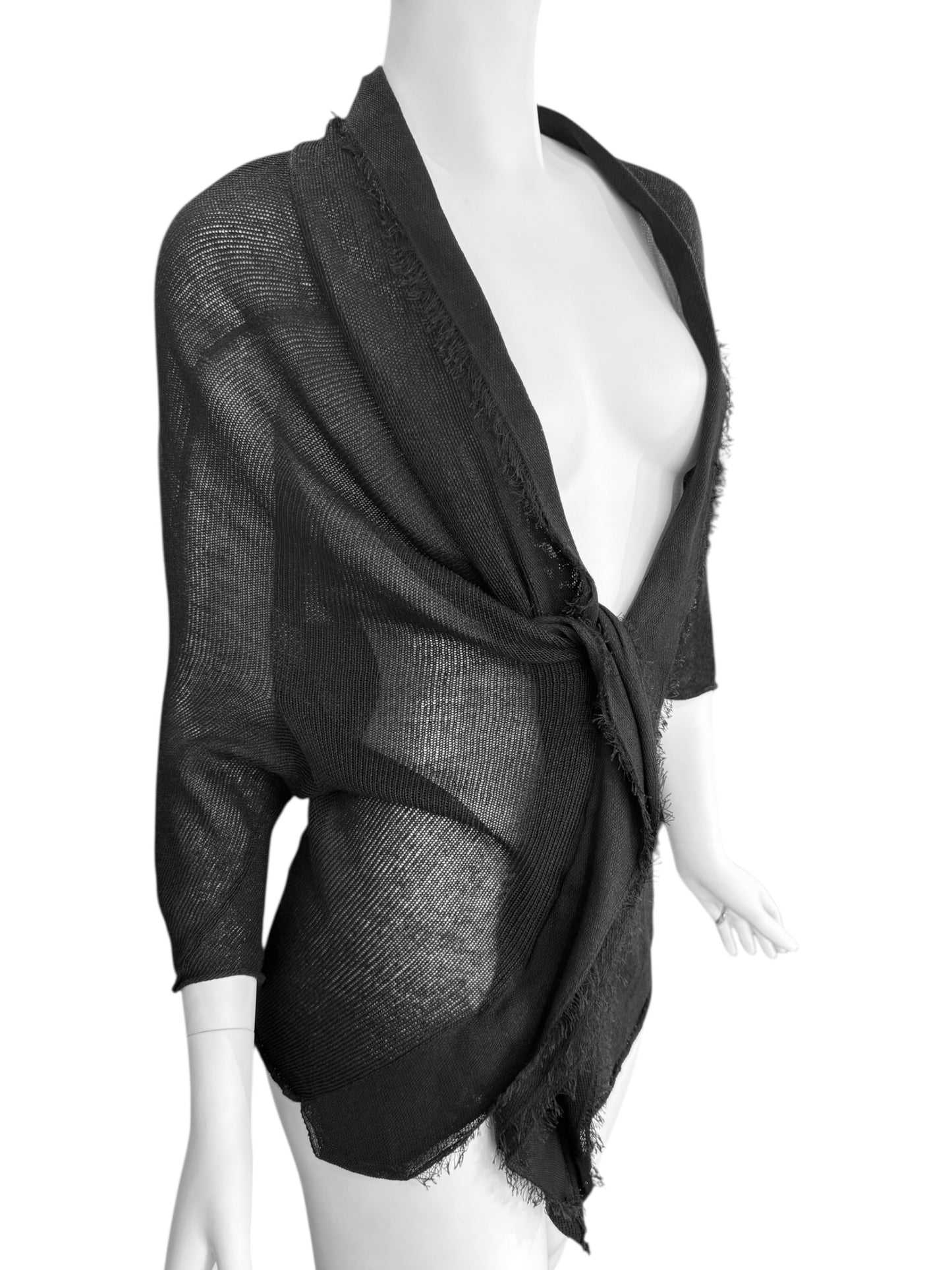 Y’S YOHJI YAMAMOTO 2000s BLACK KNIT ASYMMETRICAL TOP