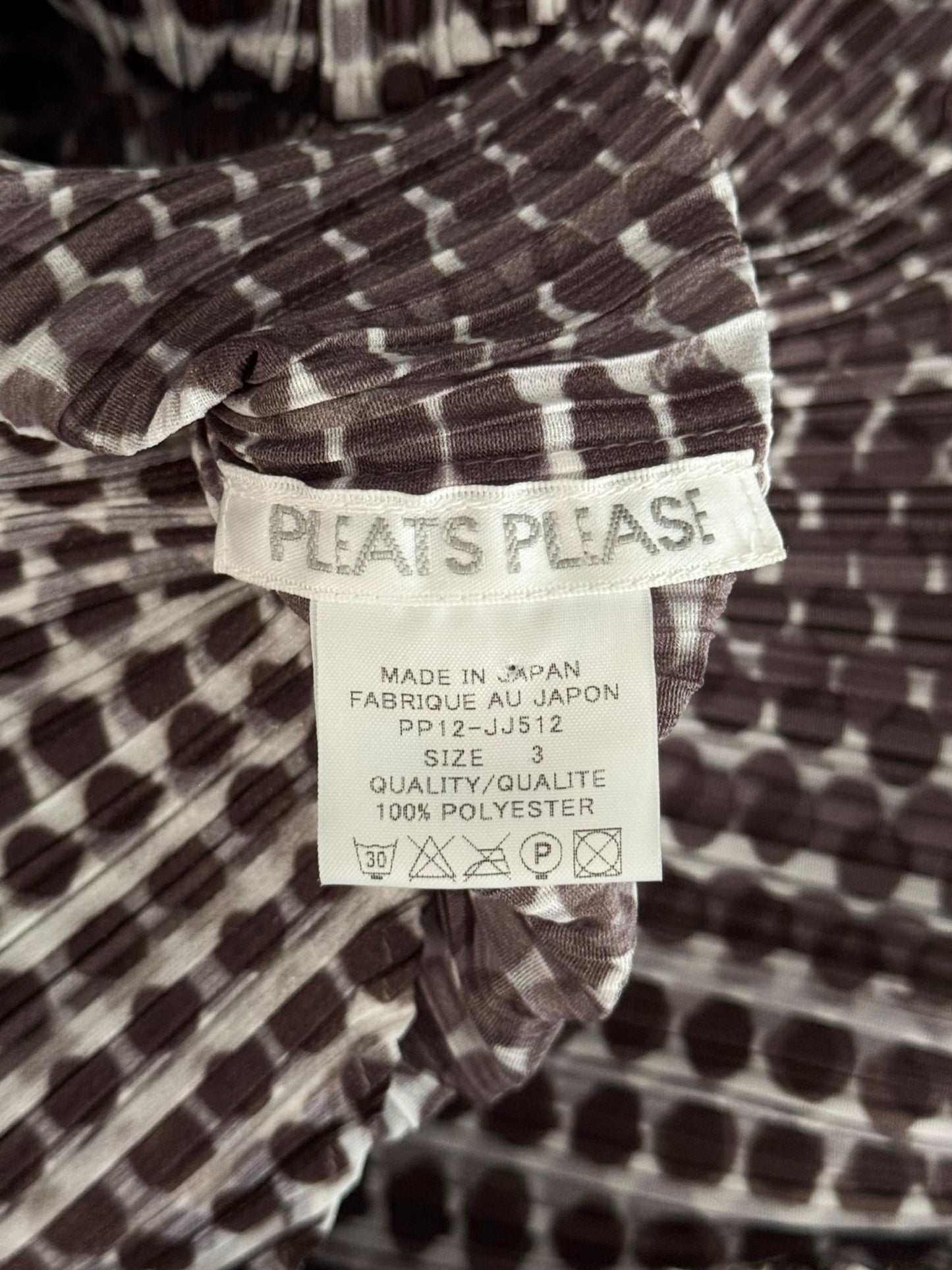 PLEATS PLEASE 2010 BROWN POLKA DOT SHIRT