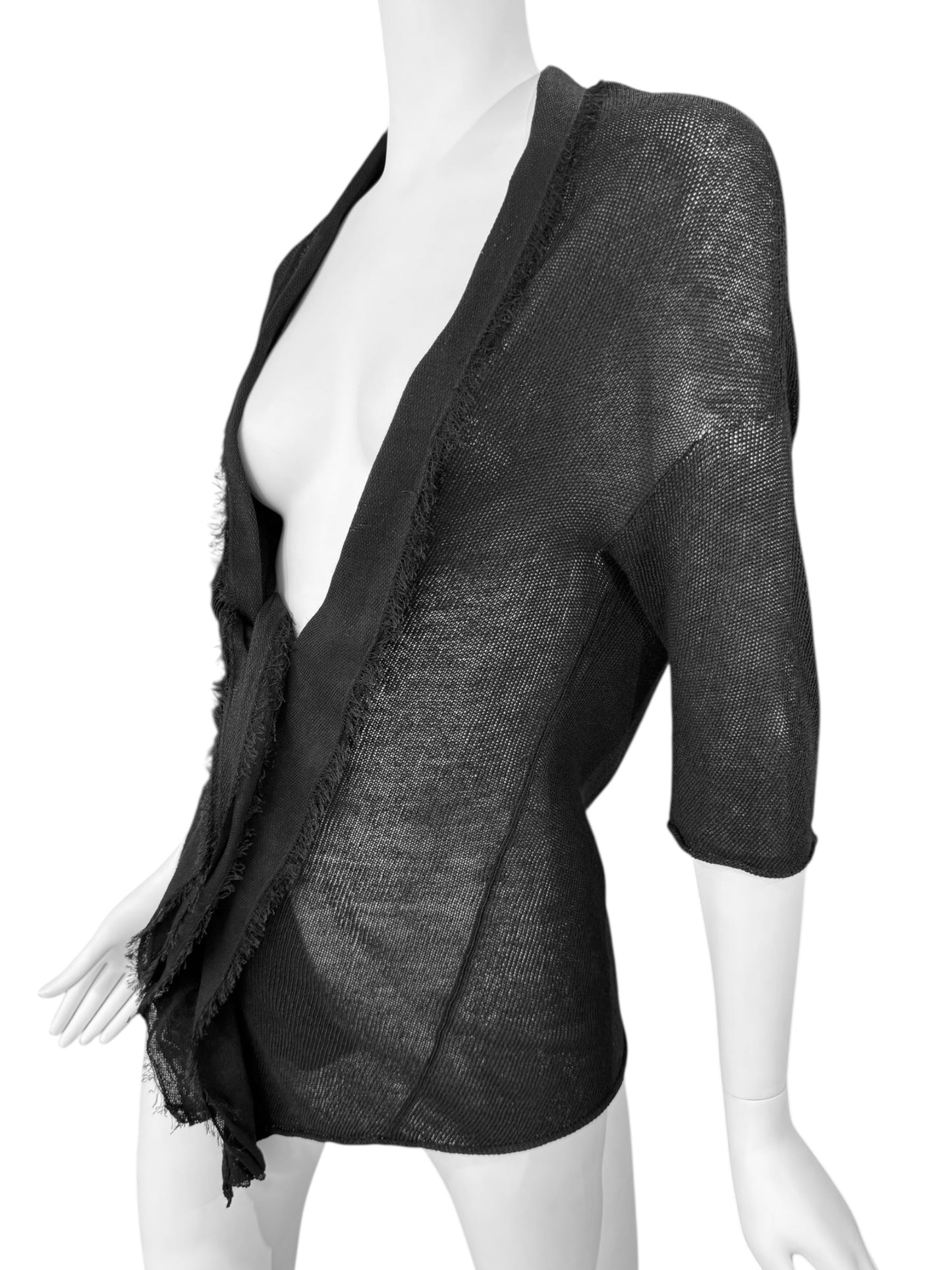 Y’S YOHJI YAMAMOTO 2000s BLACK KNIT ASYMMETRICAL TOP