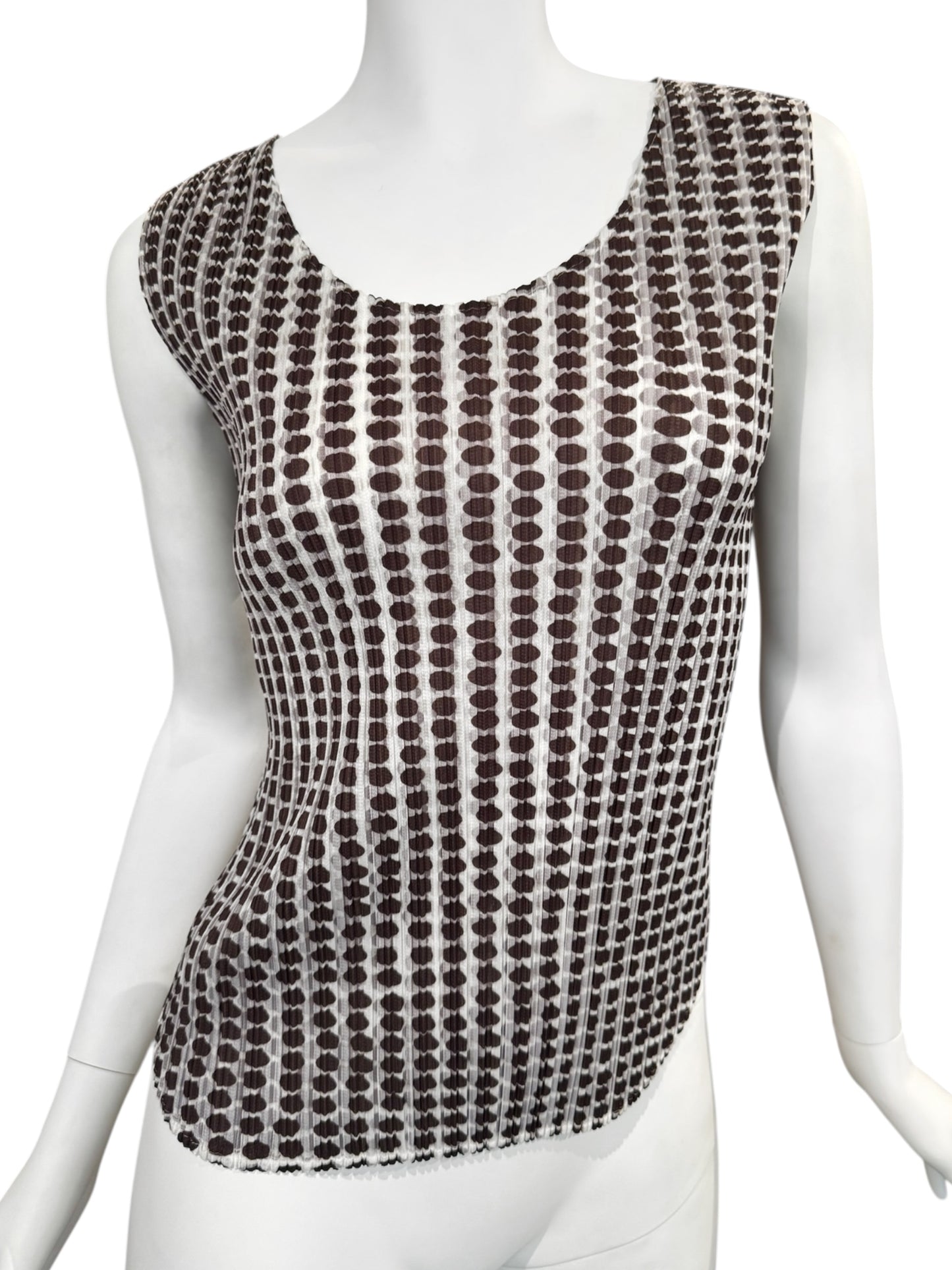PLEATS PLEASE 2010s BROWN POLKA DOT TANK TOP