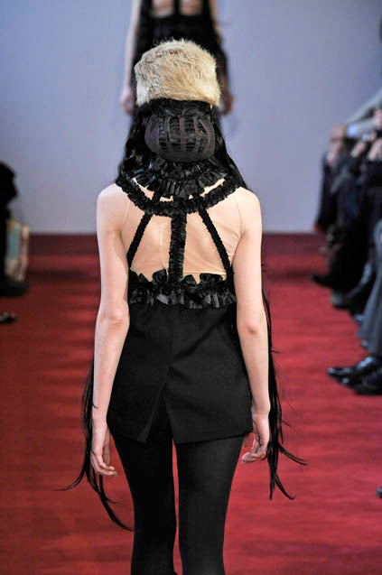 COMME DES GARÇONS FW2008 BLACK RUFFLES HARNESS MINI DRESS