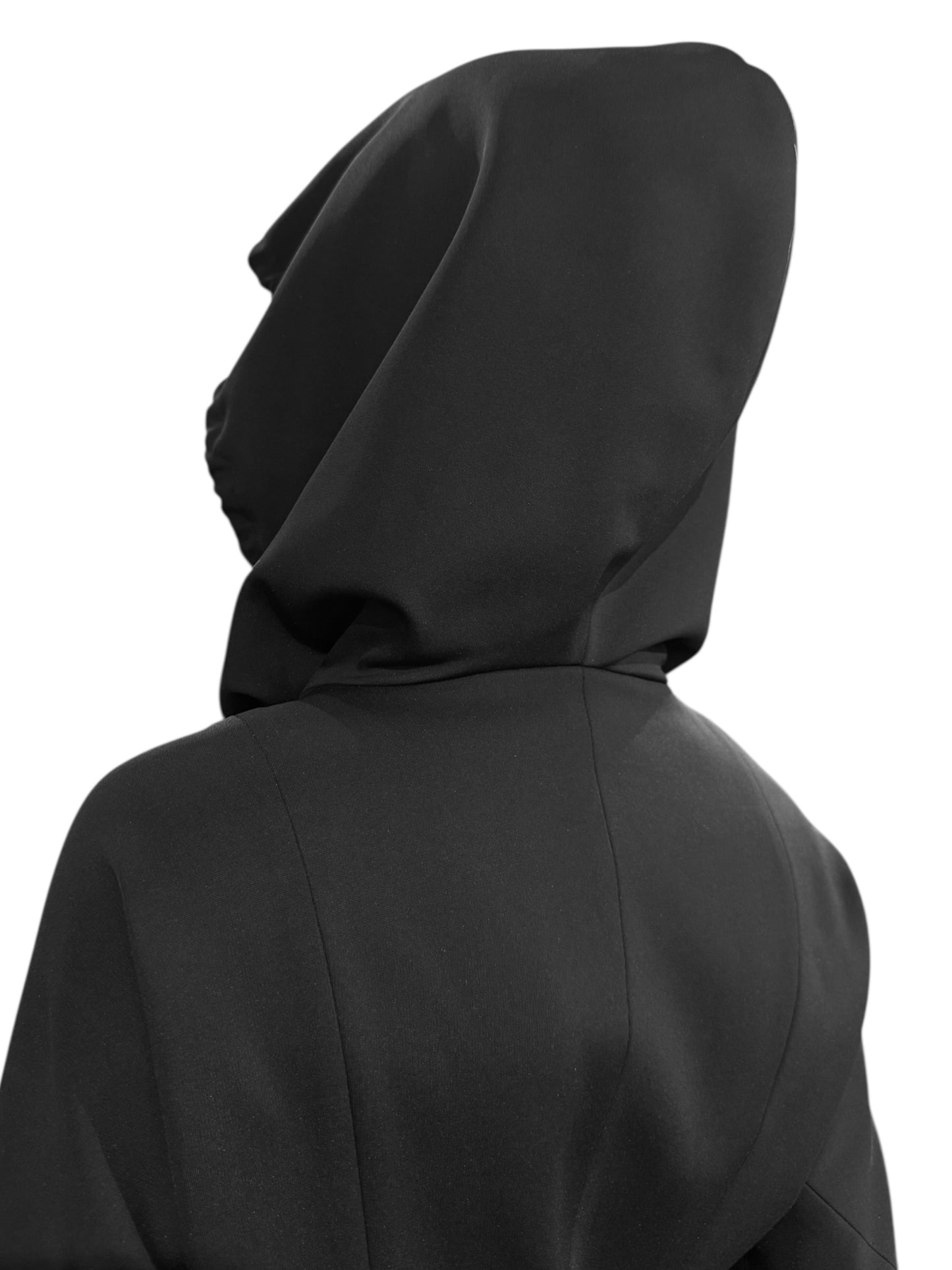 ILARIA NISTRI 2010s BLACK ASYMMETRICAL HOODED JACKET