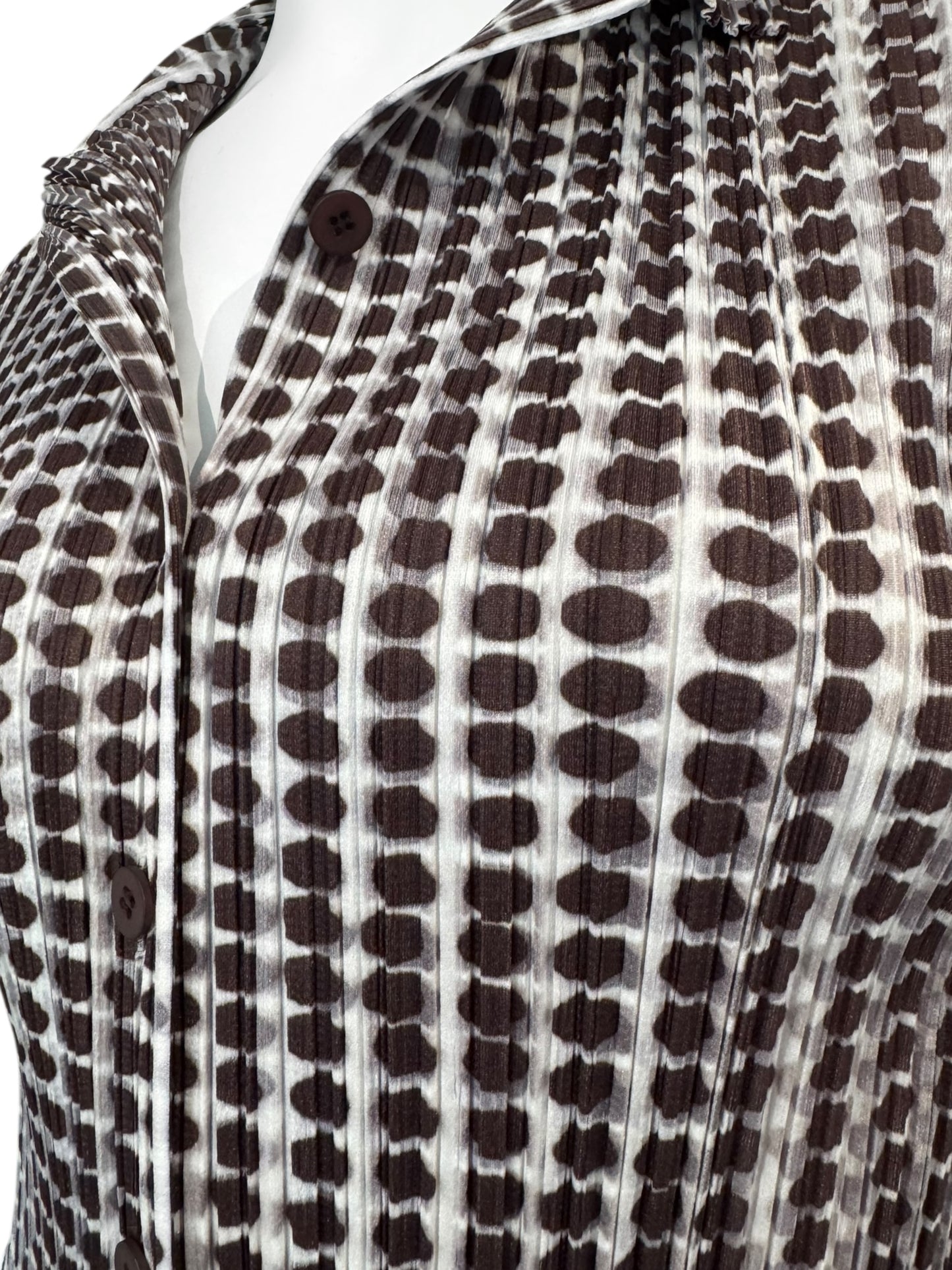 PLEATS PLEASE 2010 BROWN POLKA DOT SHIRT
