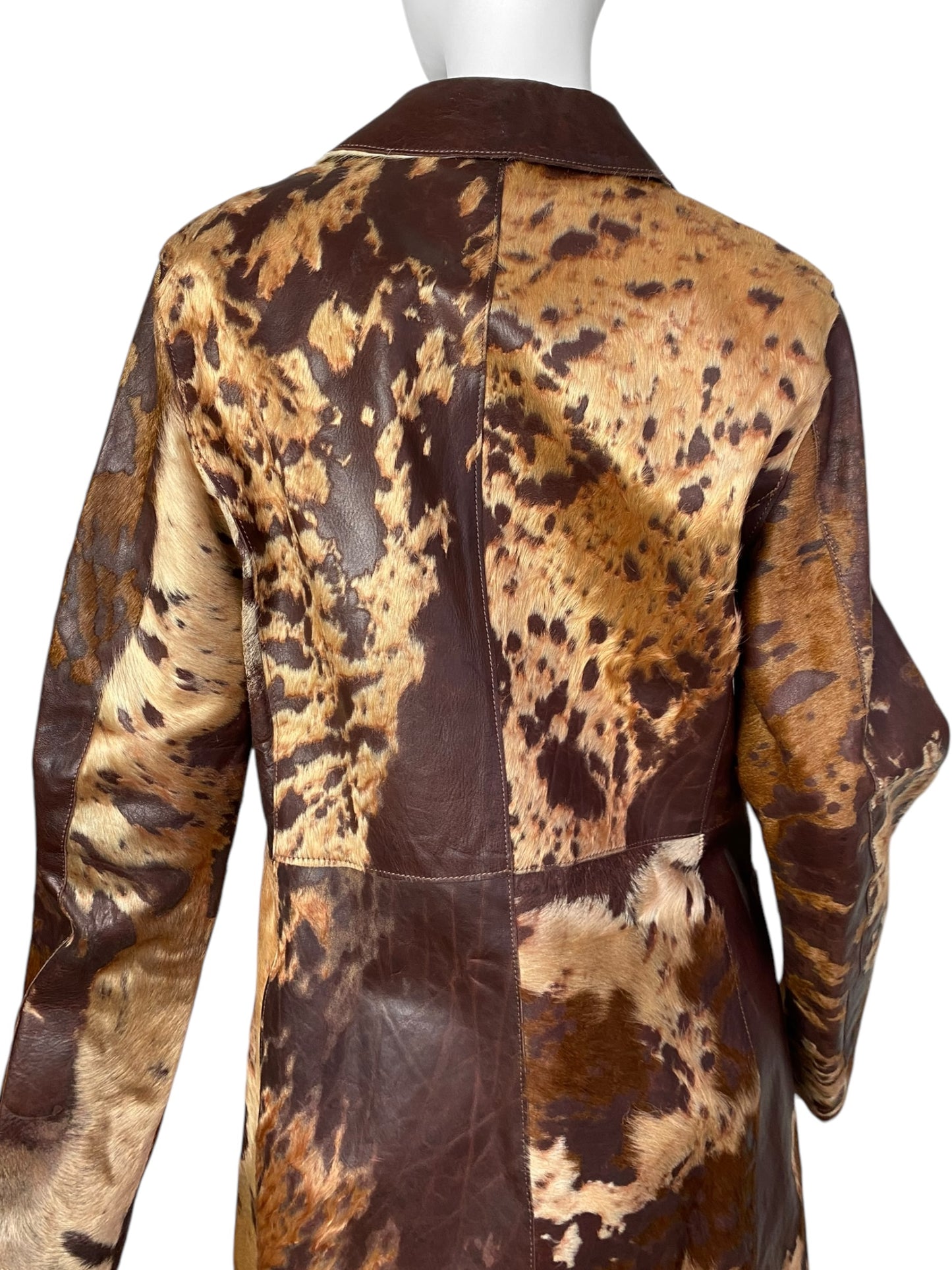 JUST CAVALLI FW2004 BROWN COWHIDE LEATHER COAT