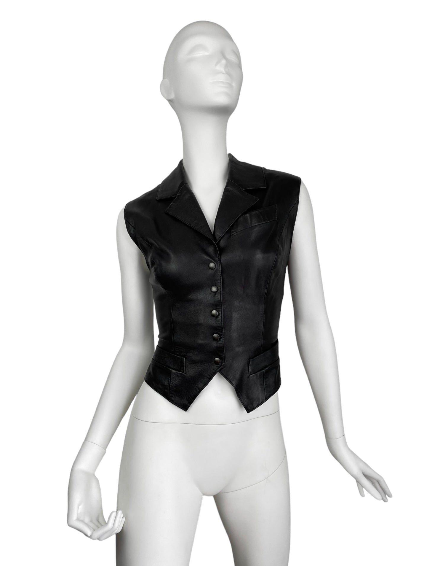 PLEIN SUD SS1992 BLACK LEATHER LACE-UP VEST