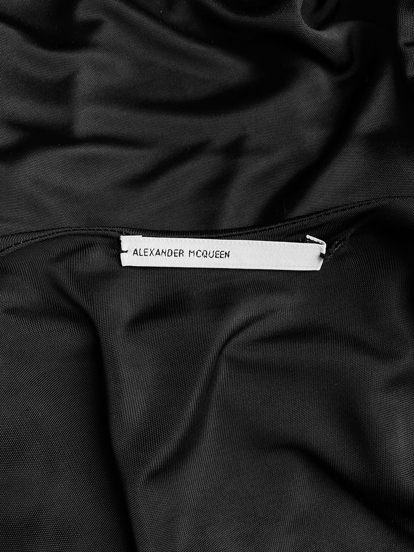 ALEXANDER MCQUEEN SS1996 «THE HUNGER» BLACK RUCHED SLEEVES DRAPED DRESS