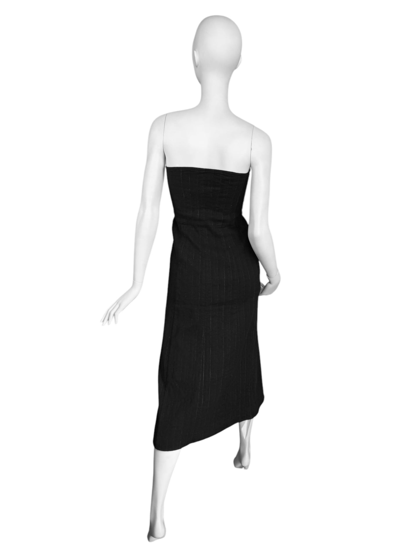 ANN DEMEULEMEESTER FW2018 BY SÉBASTIEN MEUNIER PINSTRIPED DOUBLE BREASTED BUSTIER DRESS