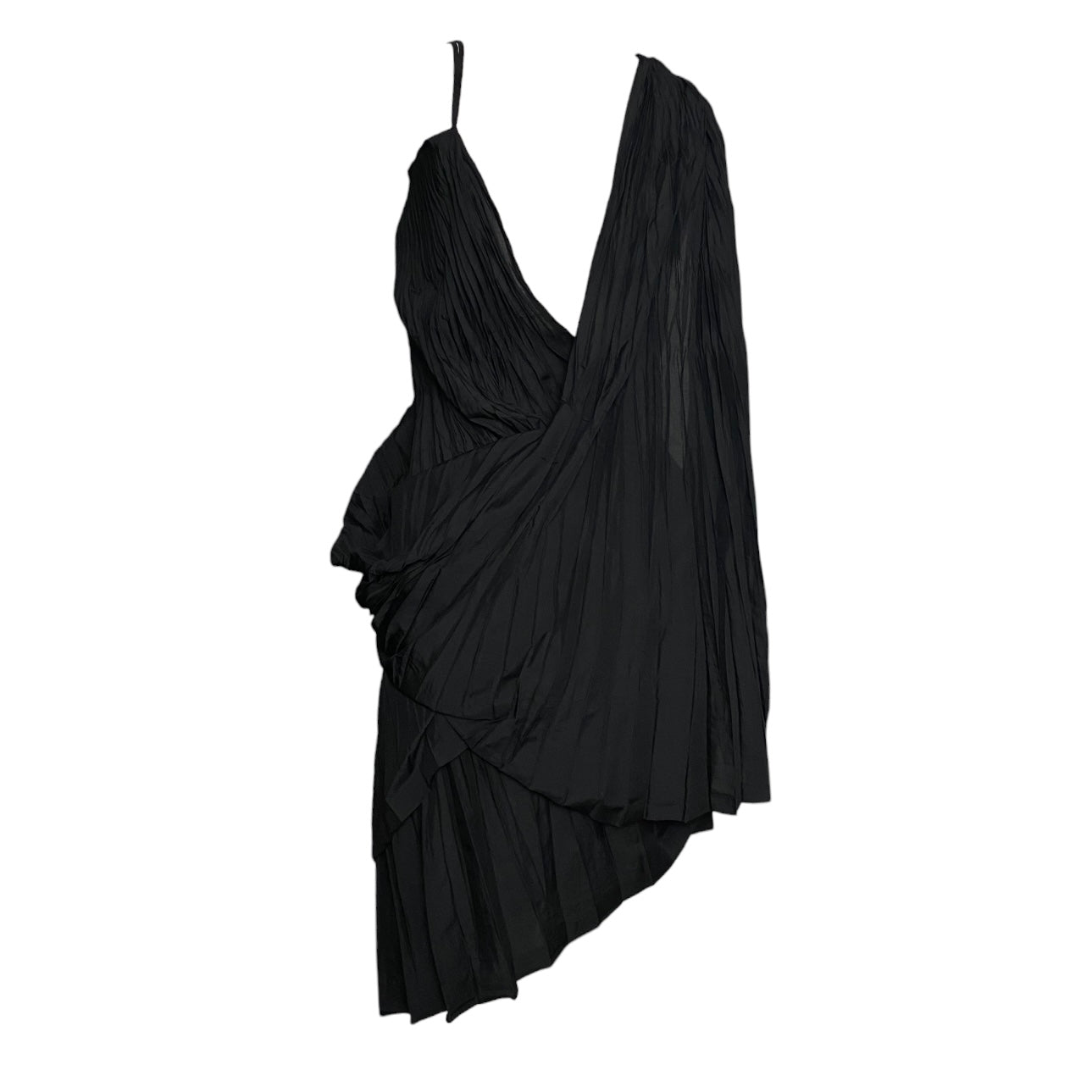 JUNYA WATANABE SS2009 BLACK PLEATED ASYMMETRICAL DRAPED MINI DRESS