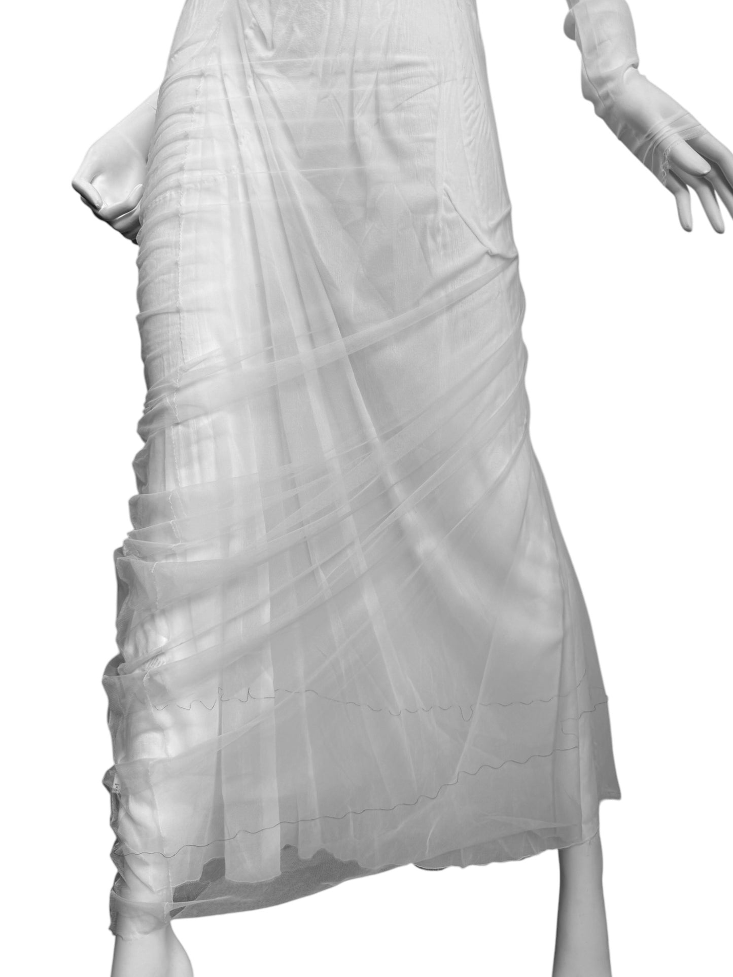 MAISON MARGIELA SS2021 BY GALLIANO WHITE SILK « WET » BRIDAL MAXI DRESS