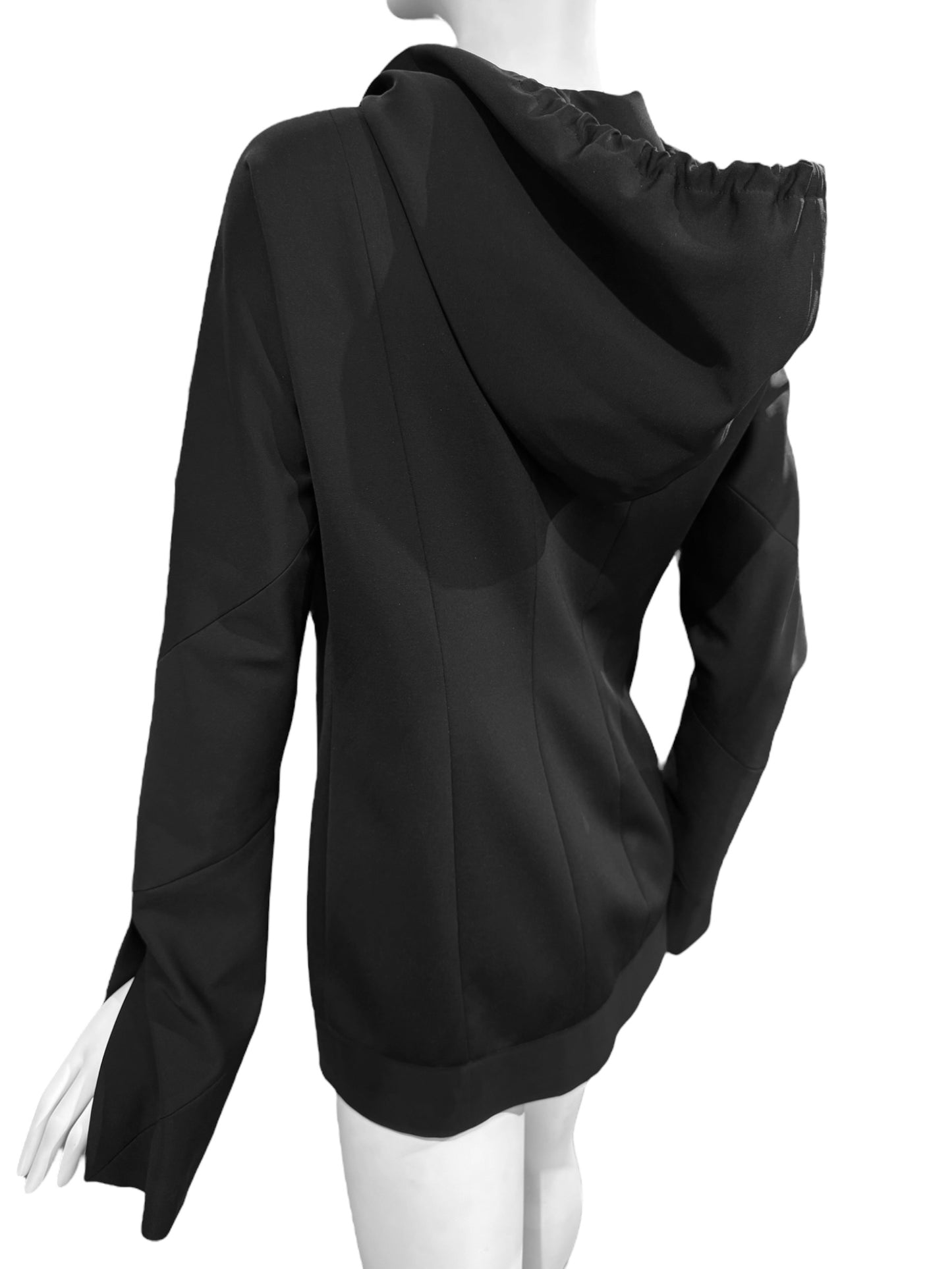 ILARIA NISTRI 2010s BLACK ASYMMETRICAL HOODED JACKET