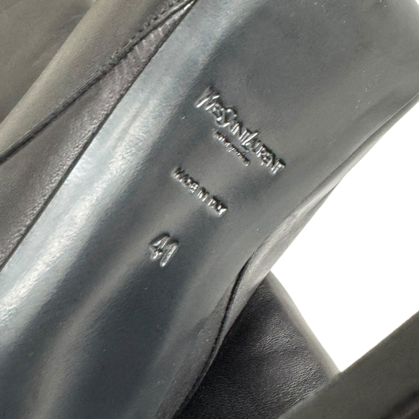 YVES SAINT LAURENT FW2008 BY STEFANO PILATI BLACK LEATHER TRIBTOO TOE-CAP BOOTS