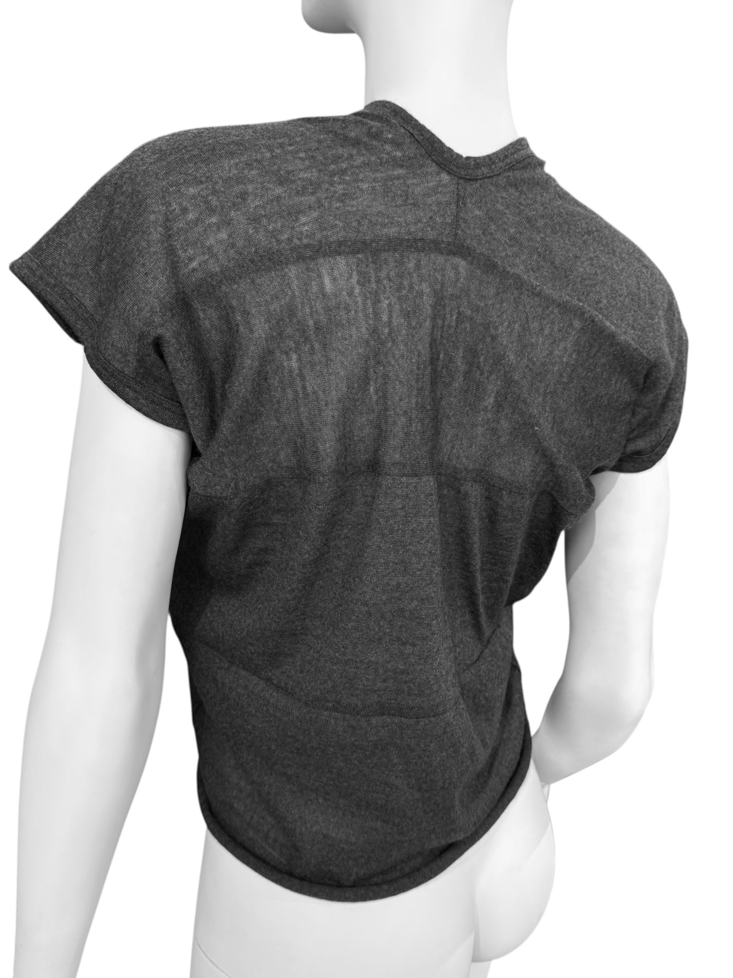 COMME DES GARÇONS 2000s GREY WOOL ASYMMETRICAL DECONSTRUCTED TOP