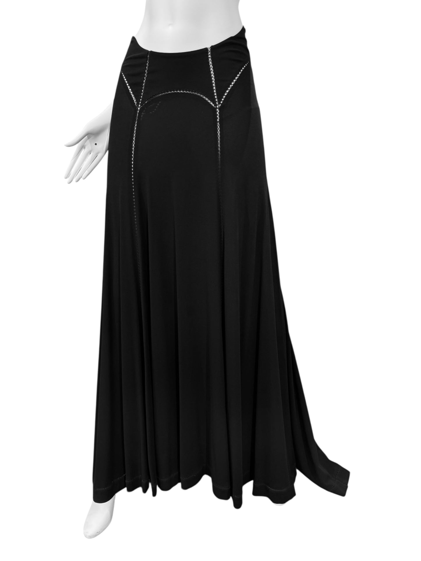 FAYÇAL AMOR SS1993 BLACK PICOT STITCHING MAXI SKIRT