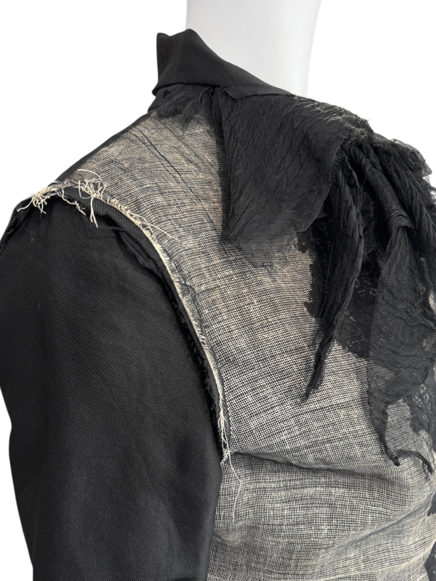 MARC LE BIHAN 1994 BLACK ASYMMETRICAL EMBELLISHED BLAZER