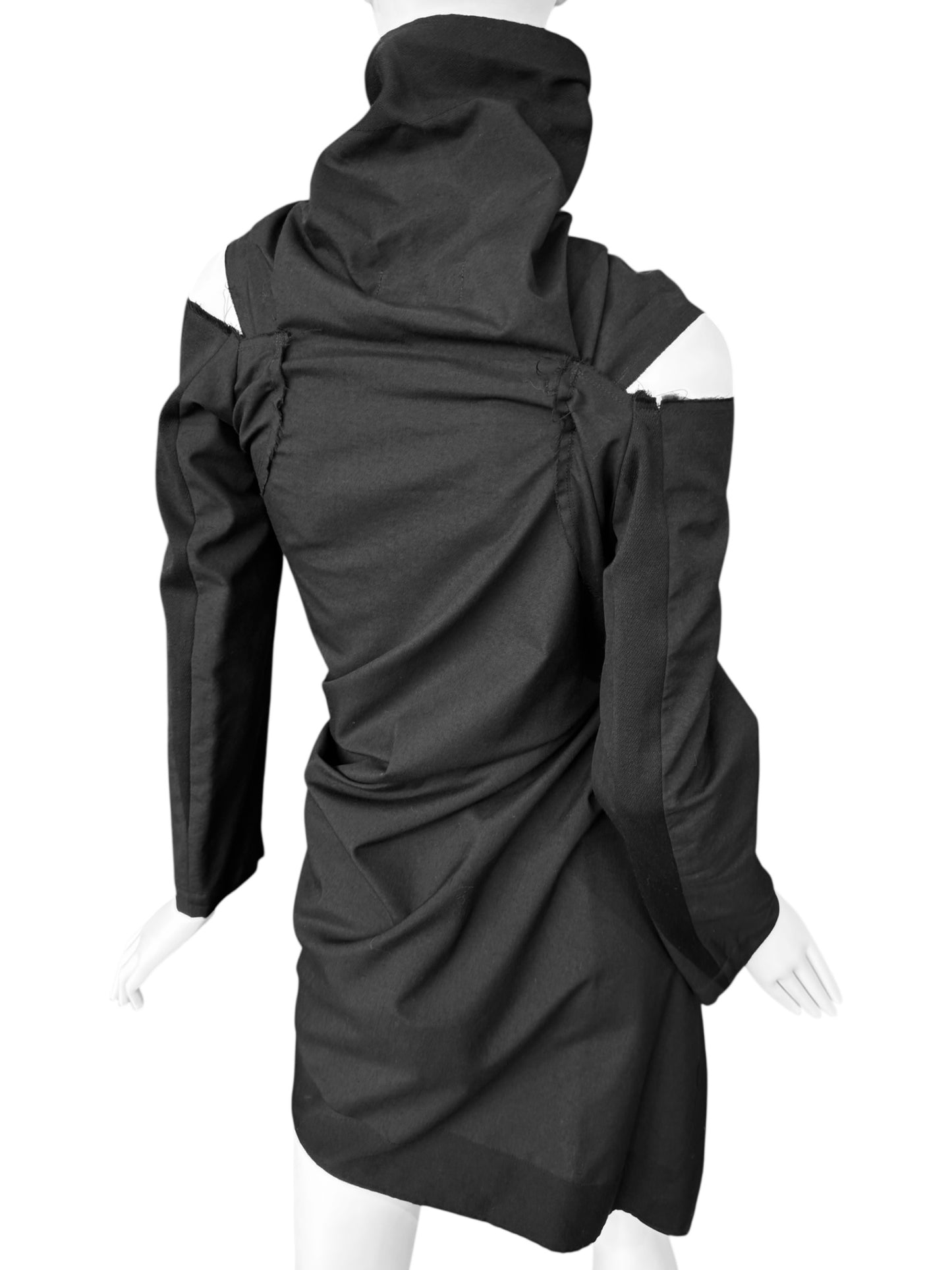 COMME DES GARÇONS FW2003 BLACK WOOL ASYMMETRICAL ZIP JACKET