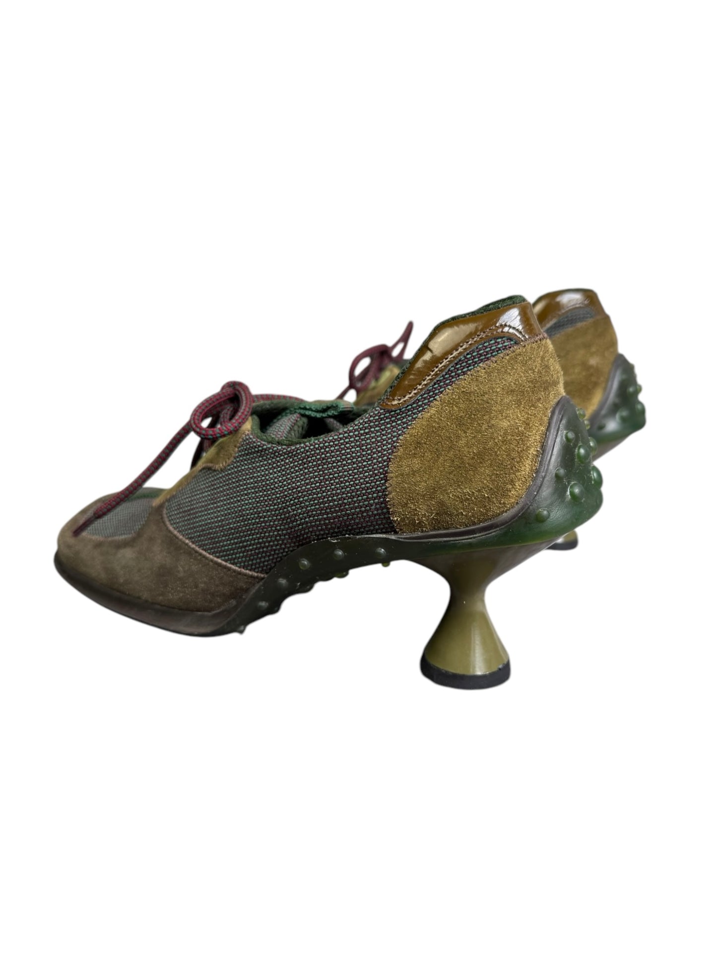 MIU MIU FW1999 KHAKI LEATHER BUBBLE SOLE HEELS