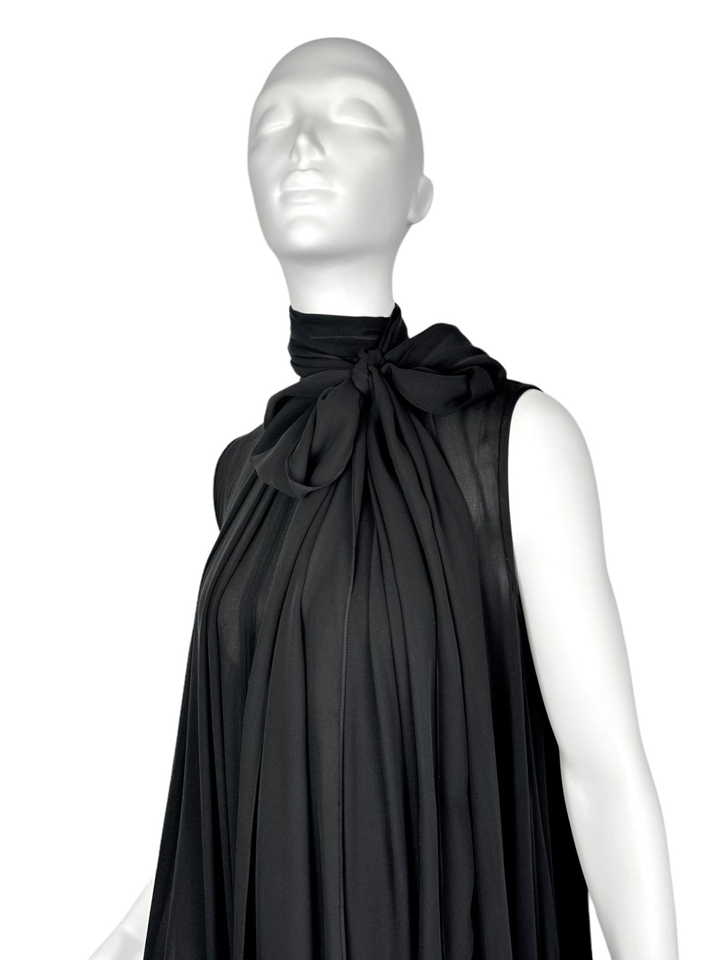 PLEIN SUD PRE-FALL 2014 BLACK SILK DRAPED MAXI DRESS