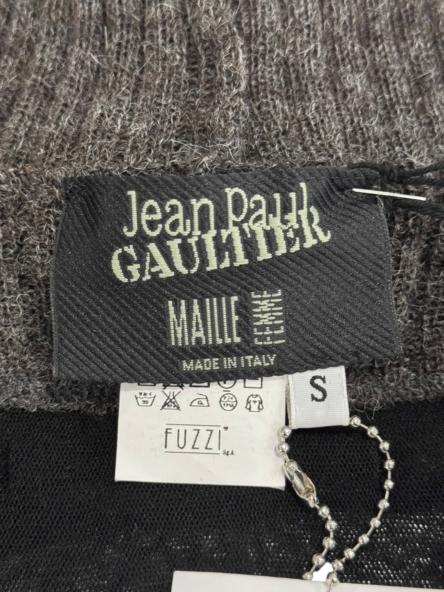 JEAN PAUL GAULTIER 2000s GREY MESH & ALPACA TOP